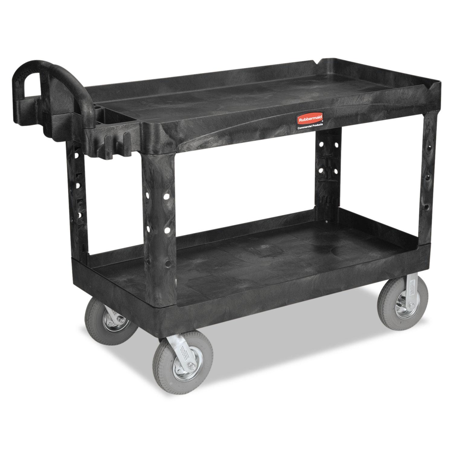 Rubbermaid® Commercial Heavy Duty Utility Cart, 2 Shelves, 55"L x 26"W x 33¼"H, 750 lbs. Capacity, Black