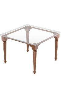 Four-Leg Dining Table Base Assembly, Turned Leg, Cove Apron, 42"x42"