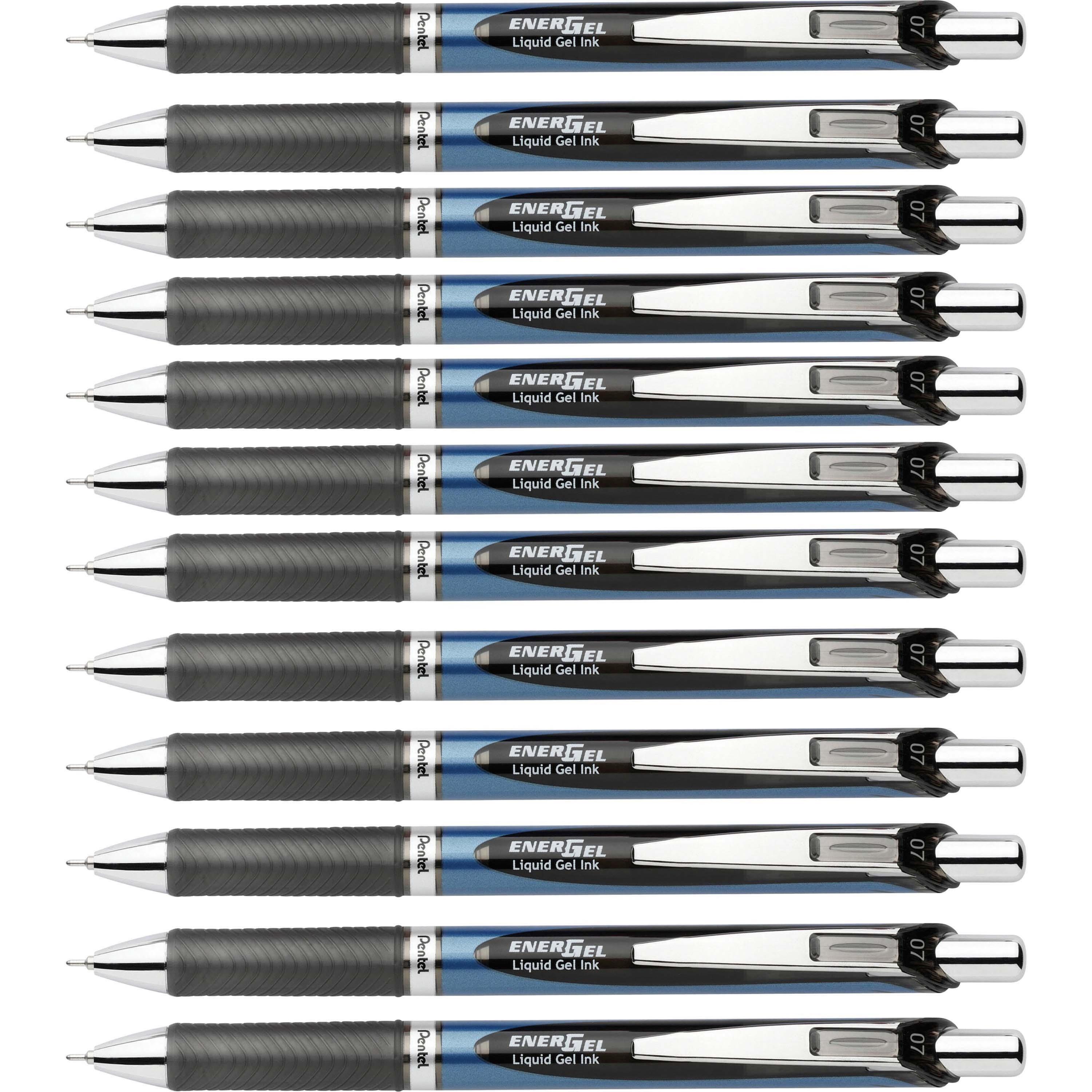 Gel Pen,Retractable,Metal Tip,0.7mm,12/DZ,Black Barrel/Ink