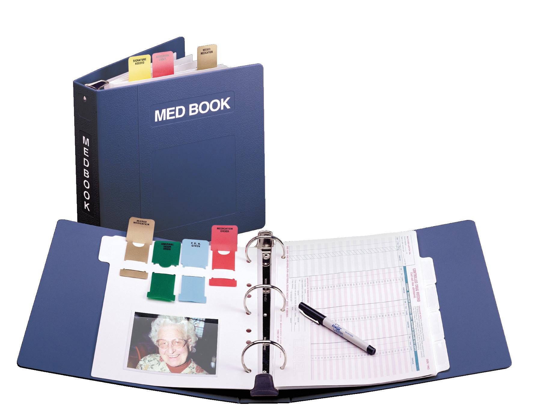 4" MED BOOK Binder Package for 40 Residents, Side Open - Binder Color: Red