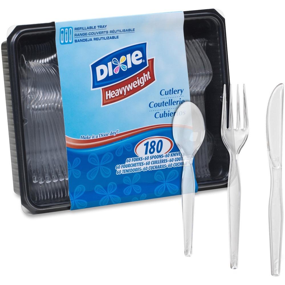 Dixie Heavyweight Disposable Forks, Knives & Teaspoons Keeper Pack Grab-N-Go (Pack of 180)