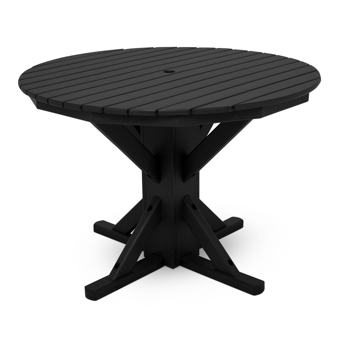 48 round patio table with umbrella hole Acrylic 48" Dining-Table by Tropitone striped outdoor area rug to define the space Umbrella Hole Round Patio Table