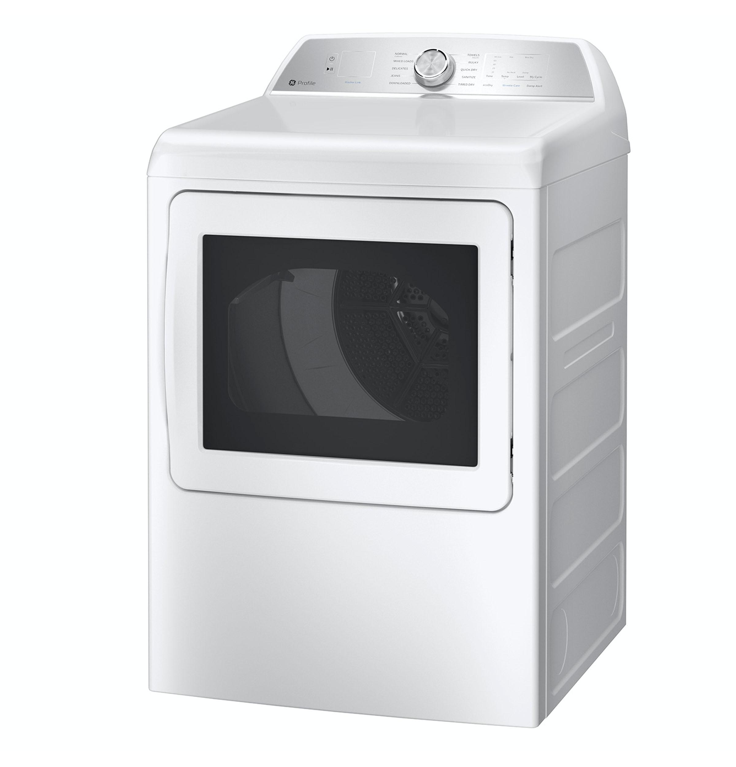 GE® Profile™ 7.4 cu. ft. Capacity aluminized alloy drum Gas Dryer with Sanitize Cycle and Sensor Dry, ENERGY STAR®, White