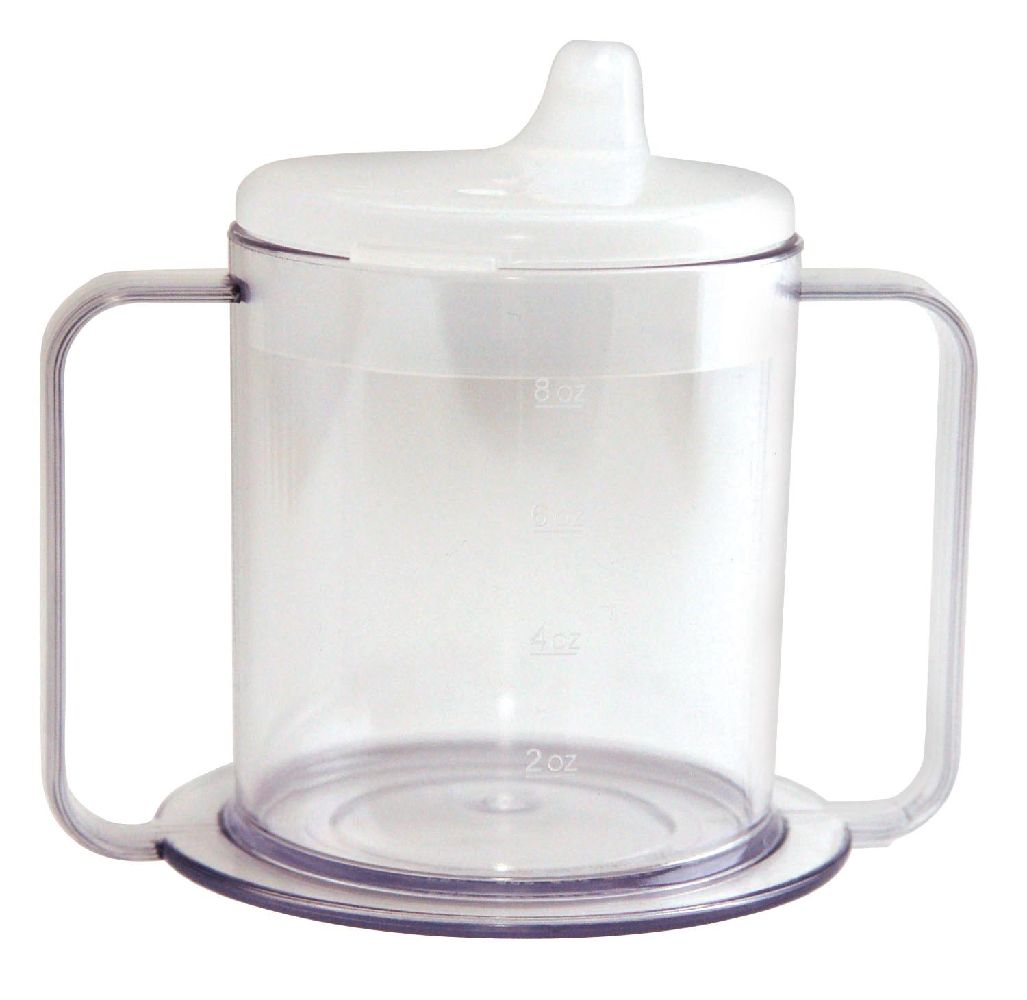 Providence PSC49 Transparent Plastic Mug with Two Handles and Lid, 9 oz
