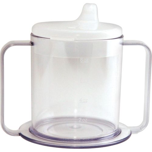 Independence Long Handle Clear Mug with Lids :: large, single handle cup  with no spill lids