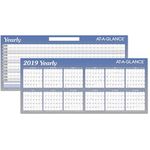Large Horizontal Erasable Wall Planner, 60 x 26, White/Blue, 2019