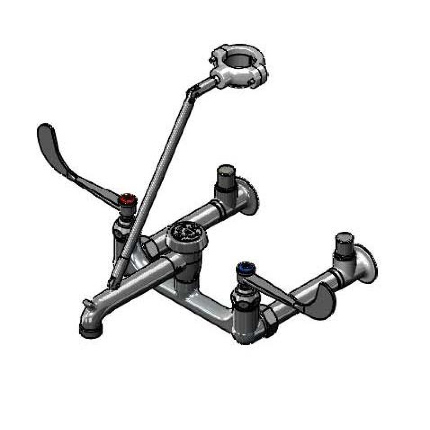 Service Sink Fct w/ Split-Ring Clamp for 1-1/2" OD Flush Tube, 6" Wrist Handles, Top Brace