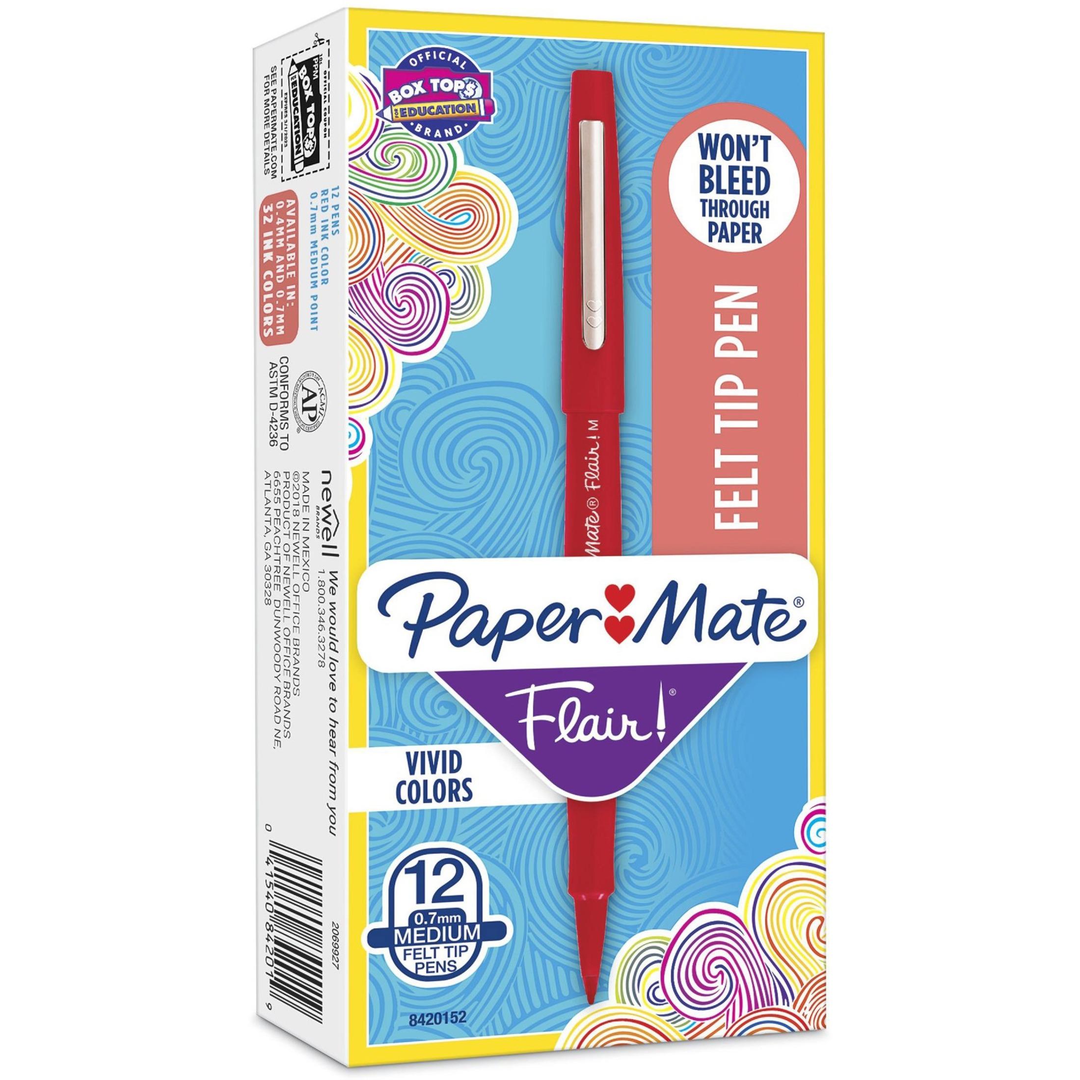 Flair Pen, Point Guard Tip, Medium Pt, RD Barrel/Ink