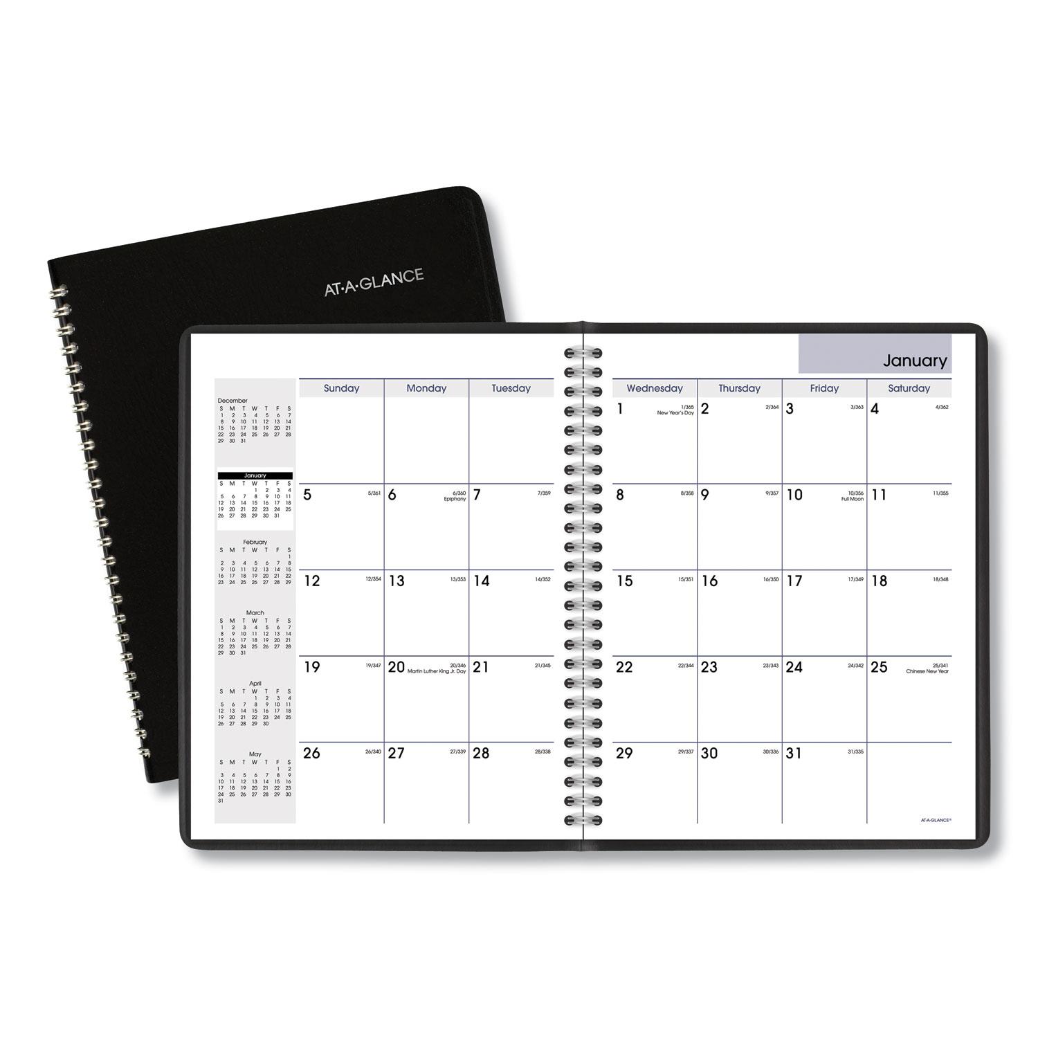 AT-A-GLANCE® Monthly Planner, 6 7/8 x 8 3/4, Black, 2019