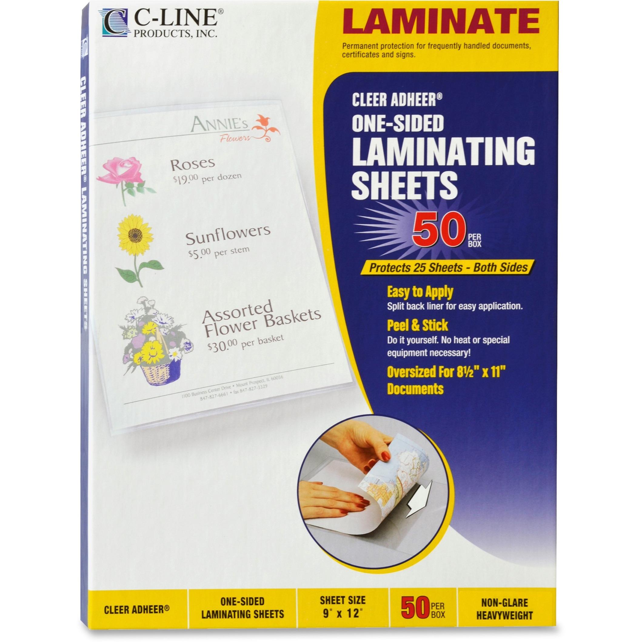 Laminating Sheets, Nonglare Film, 9"x12", 50/BX, Clear