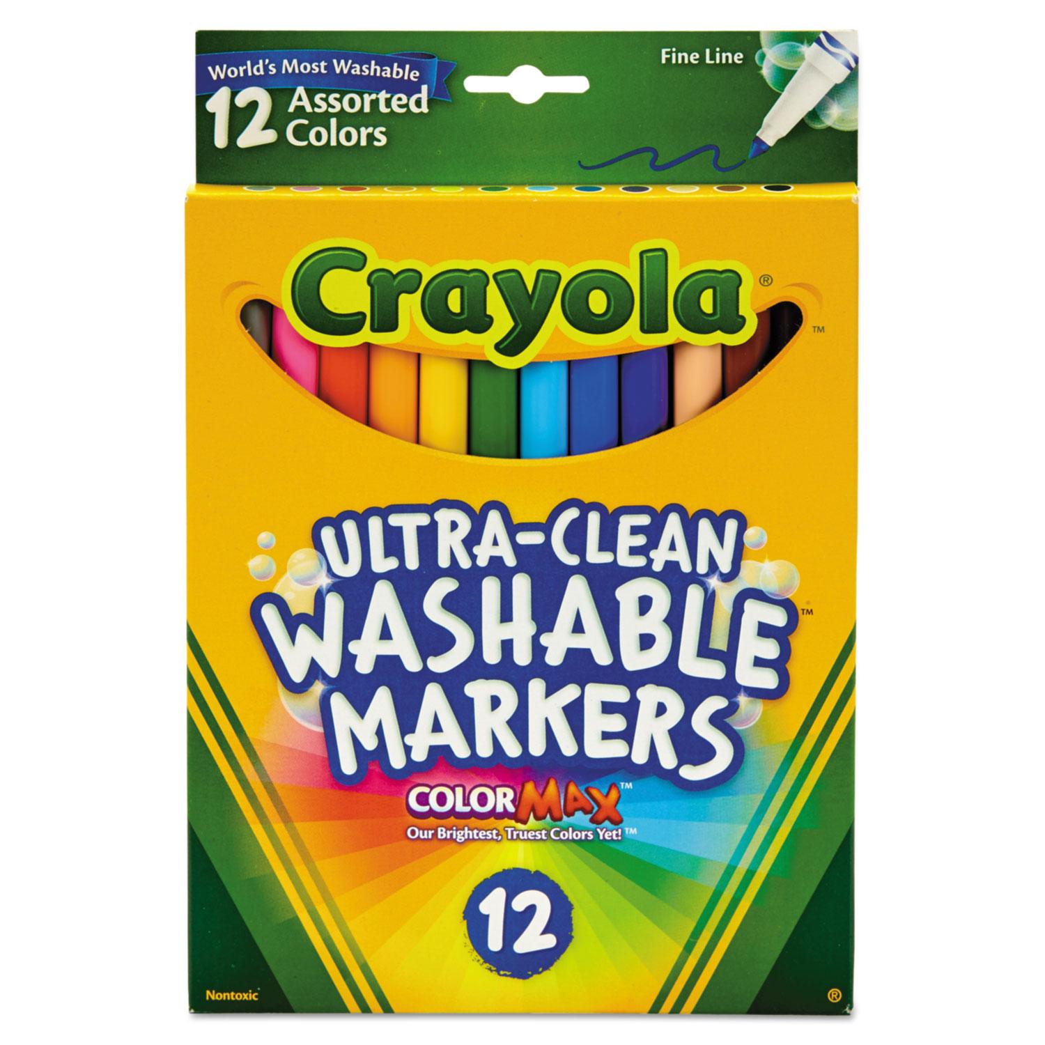 Crayola® Washable Markers, Fine Point, Classic Colors, 12/Set