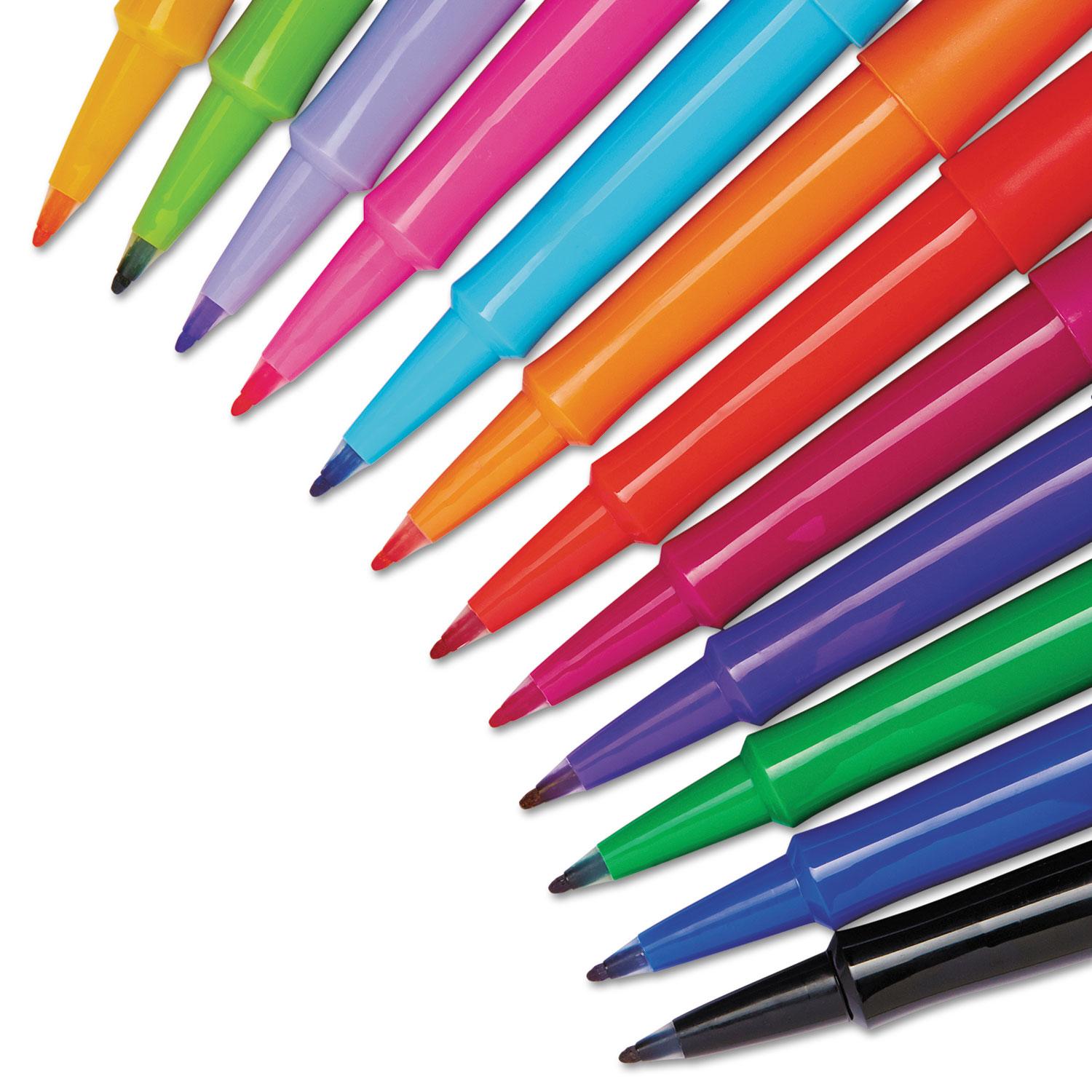 Paper Mate® Point Guard Flair Bullet Point Stick Pen, Assorted Ink, 0.7mm, Dozen
