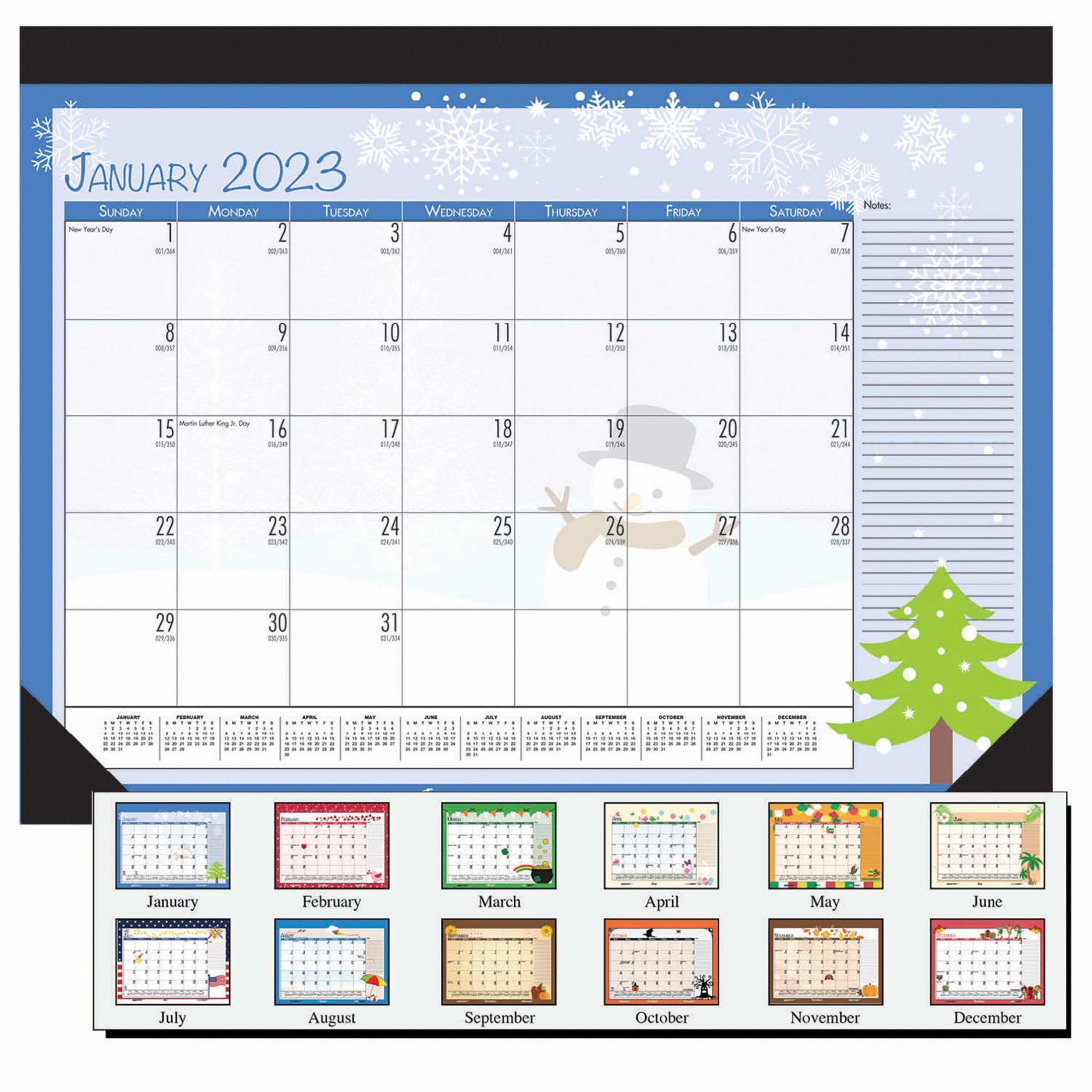 Desk Calendar Pad, Holiday, 12 Mths, Jan-Dec, 22"x17", MI