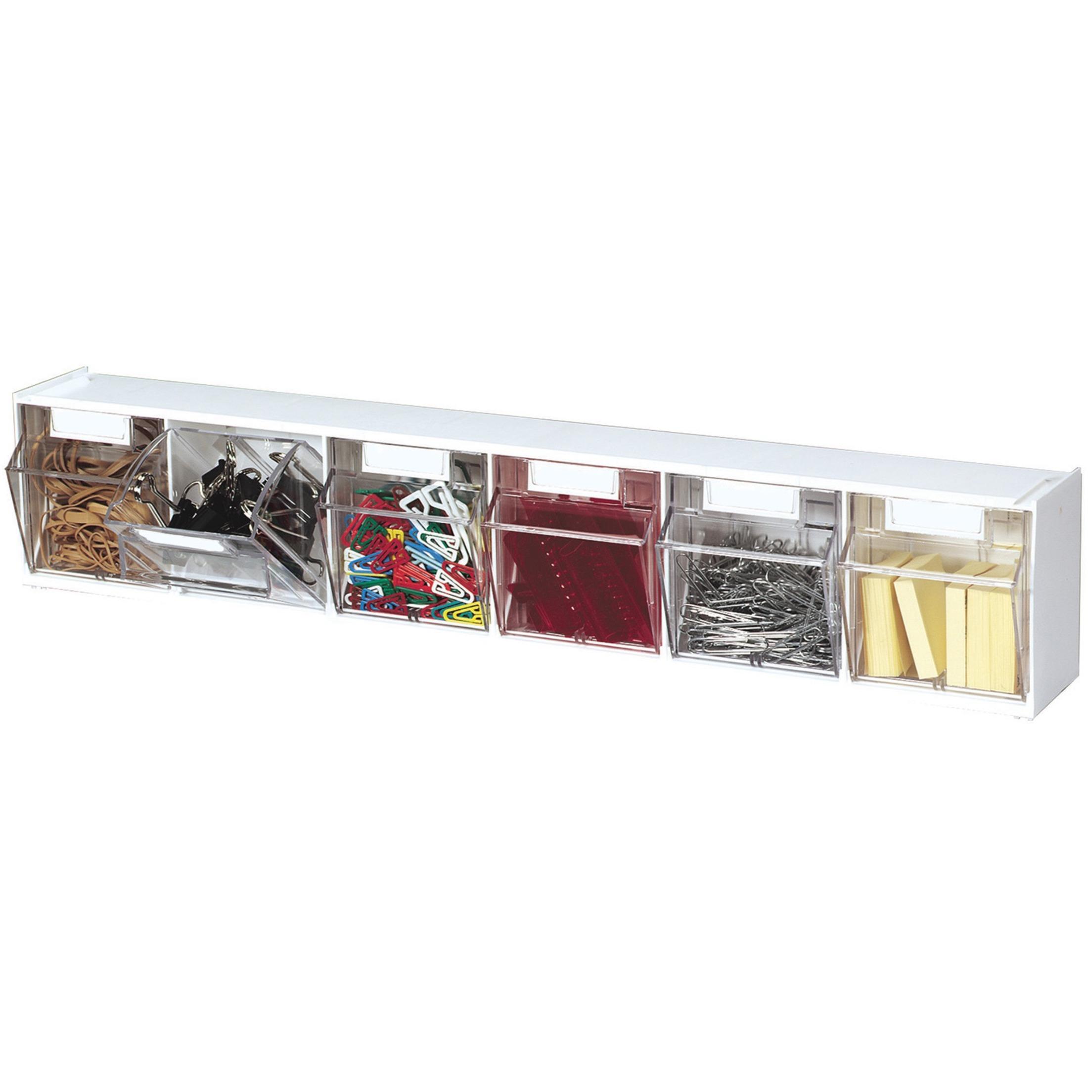 Deflecto Tilt Bin Interlocking Multi-Bin Storage Organizer, 6 Compartment