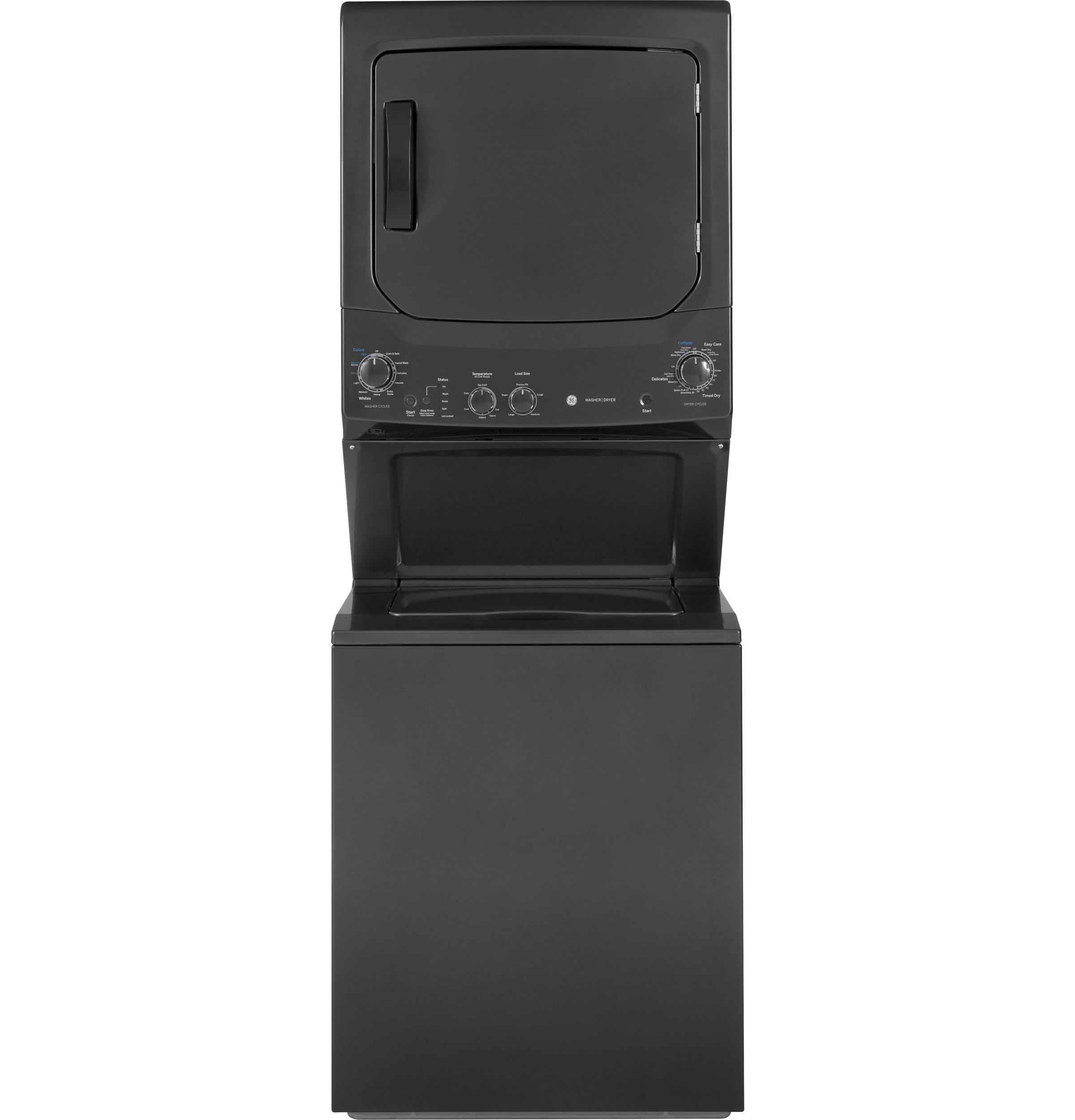 GE® Unitized Spacemaker® 3.8 cu. ft. Capacity Washer with Stainless Steel Basket and 5.9 cu. ft. Capacity Gas Dryer, Diamond Gray