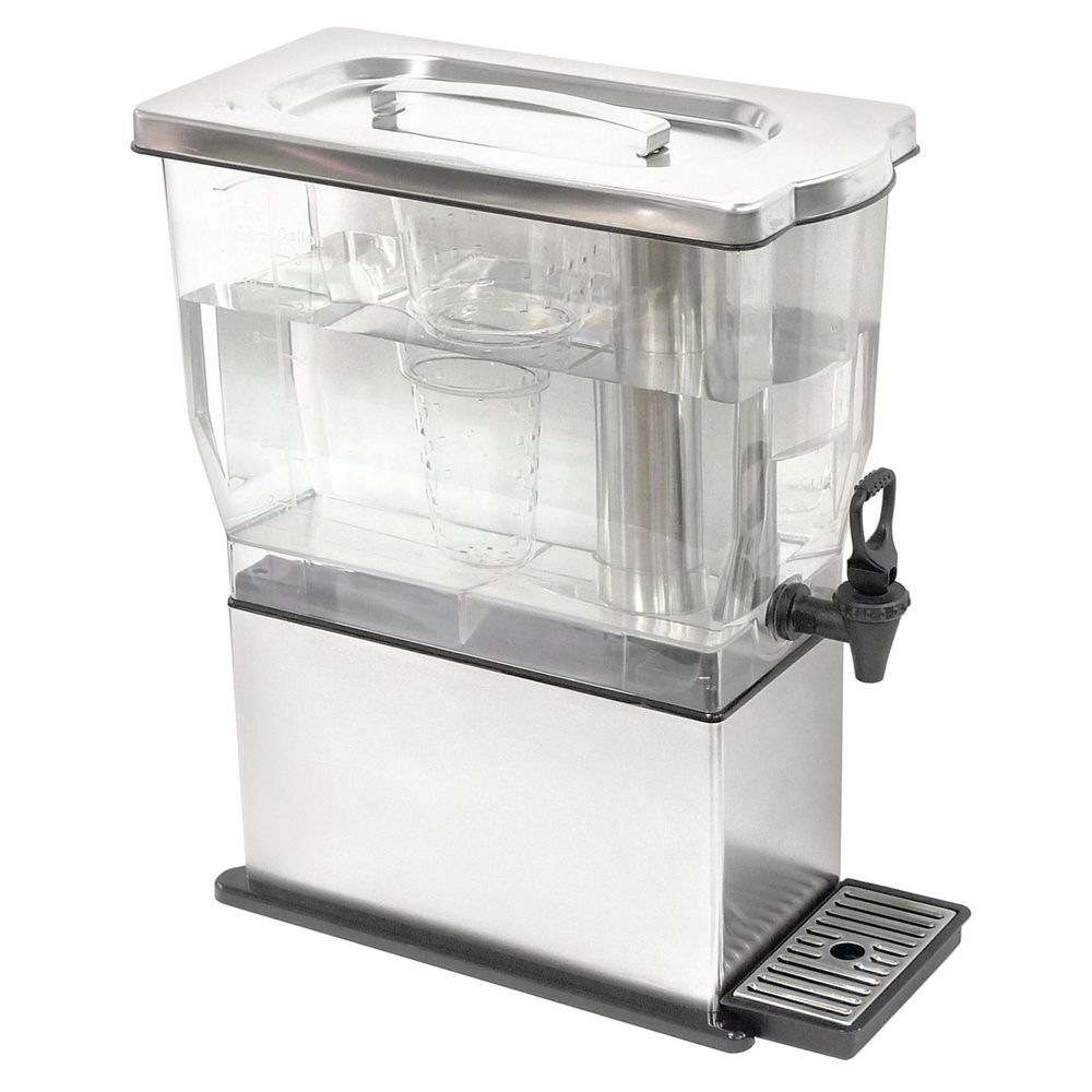 Rectangular 3 Gallon Service Ideas CBDP3BLK Beverage Dispenser w/ice Tube and Infuser Tube 