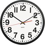 Deluxe Large Numeral Clock, 13", Black Frame, White Face