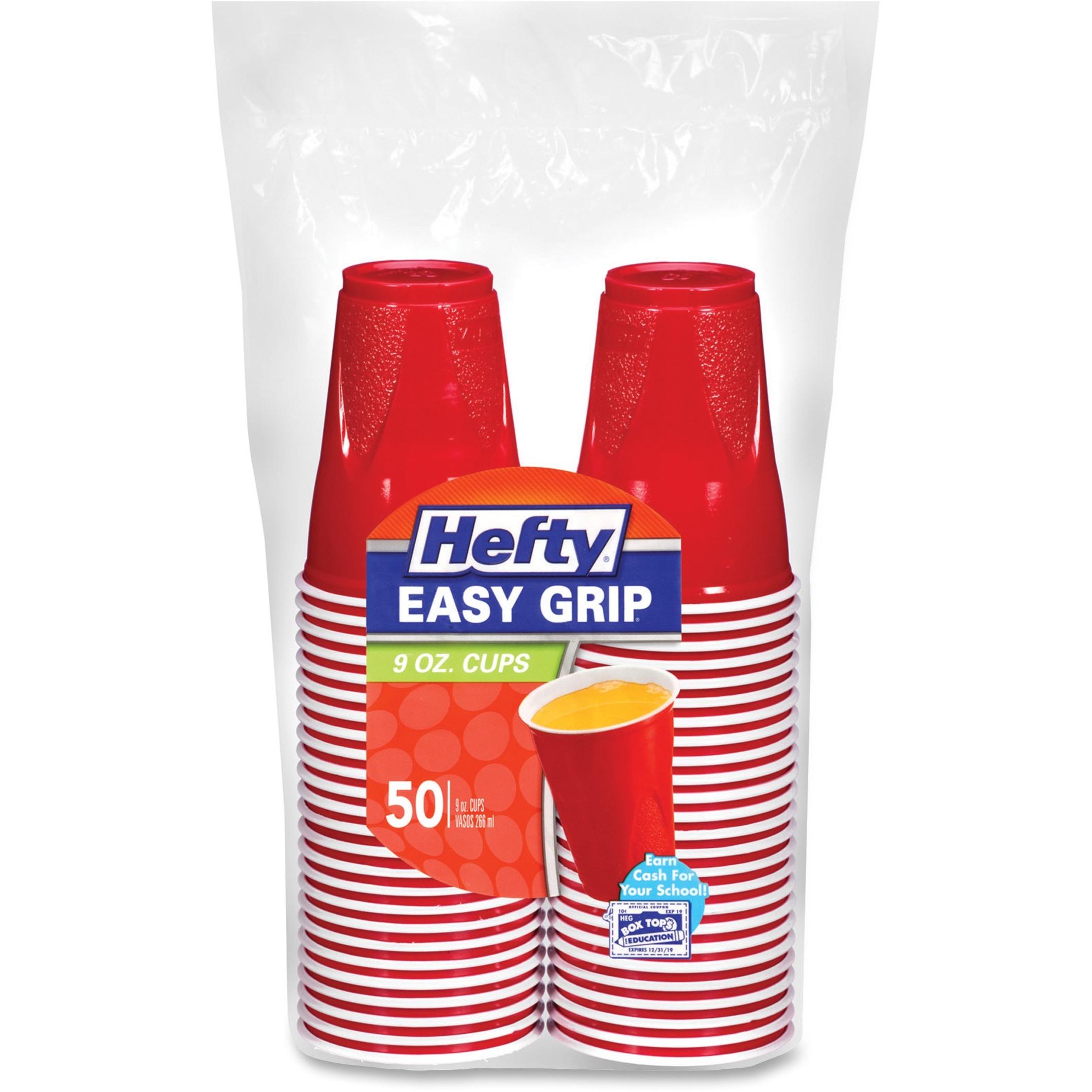 Pactiv Reynolds Easy Grip Disposable Party Cups, Red (Pack of 50)