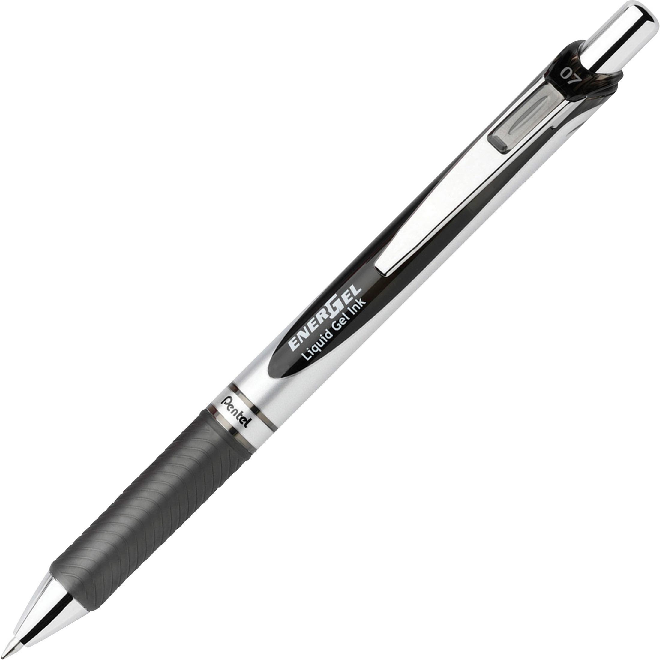 Gel Pen, Retractable,Metal Tip,0.7mm,12/DZ,Black Barrel/Ink