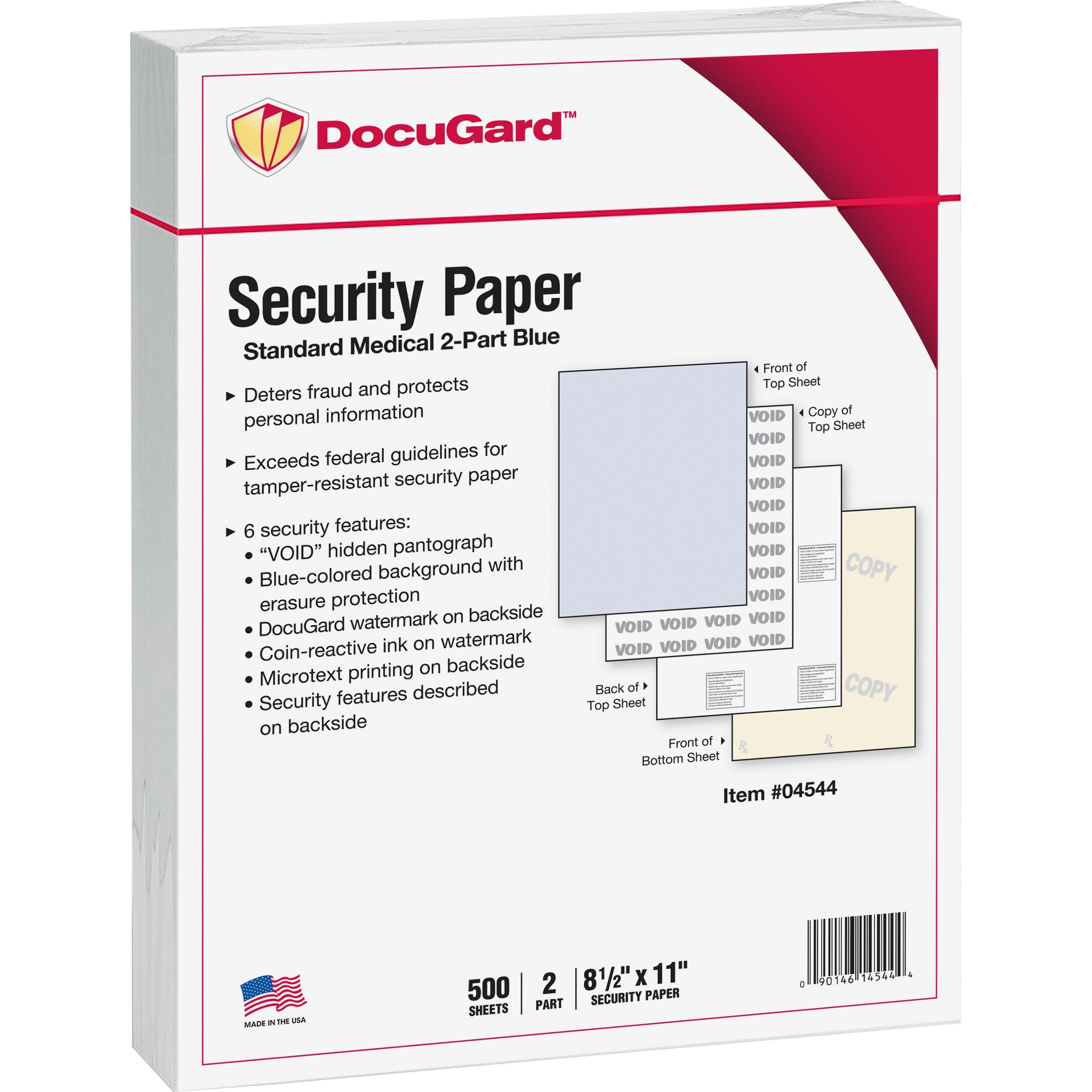 Security Paper, 32lbs, 8-1/2"x11", 500RM/PK, BE/CA