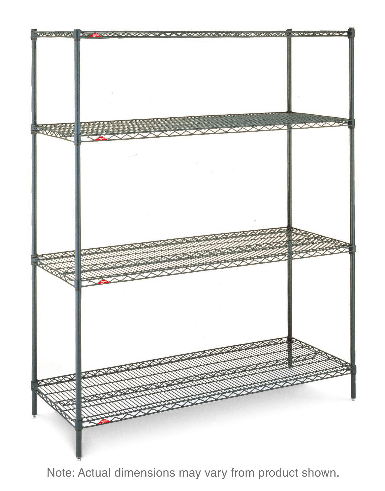 Metro N376K3 Super Erecta 4-Shelf Industrial Wire Shelving Starter Unit, Metroseal Green Epoxy, 18" x 72" x 63"