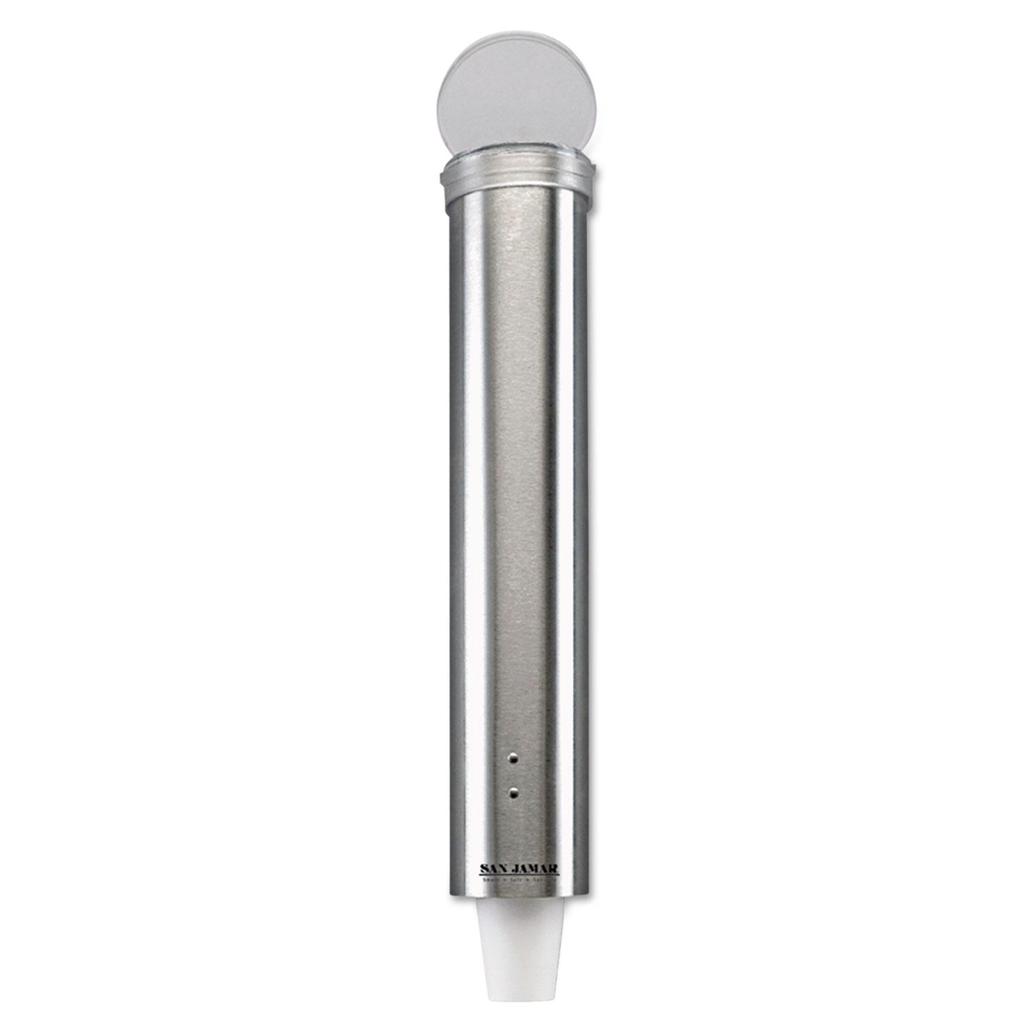 San Jamar® Small Pull-Type Water Cup Dispenser, Stainless Steel