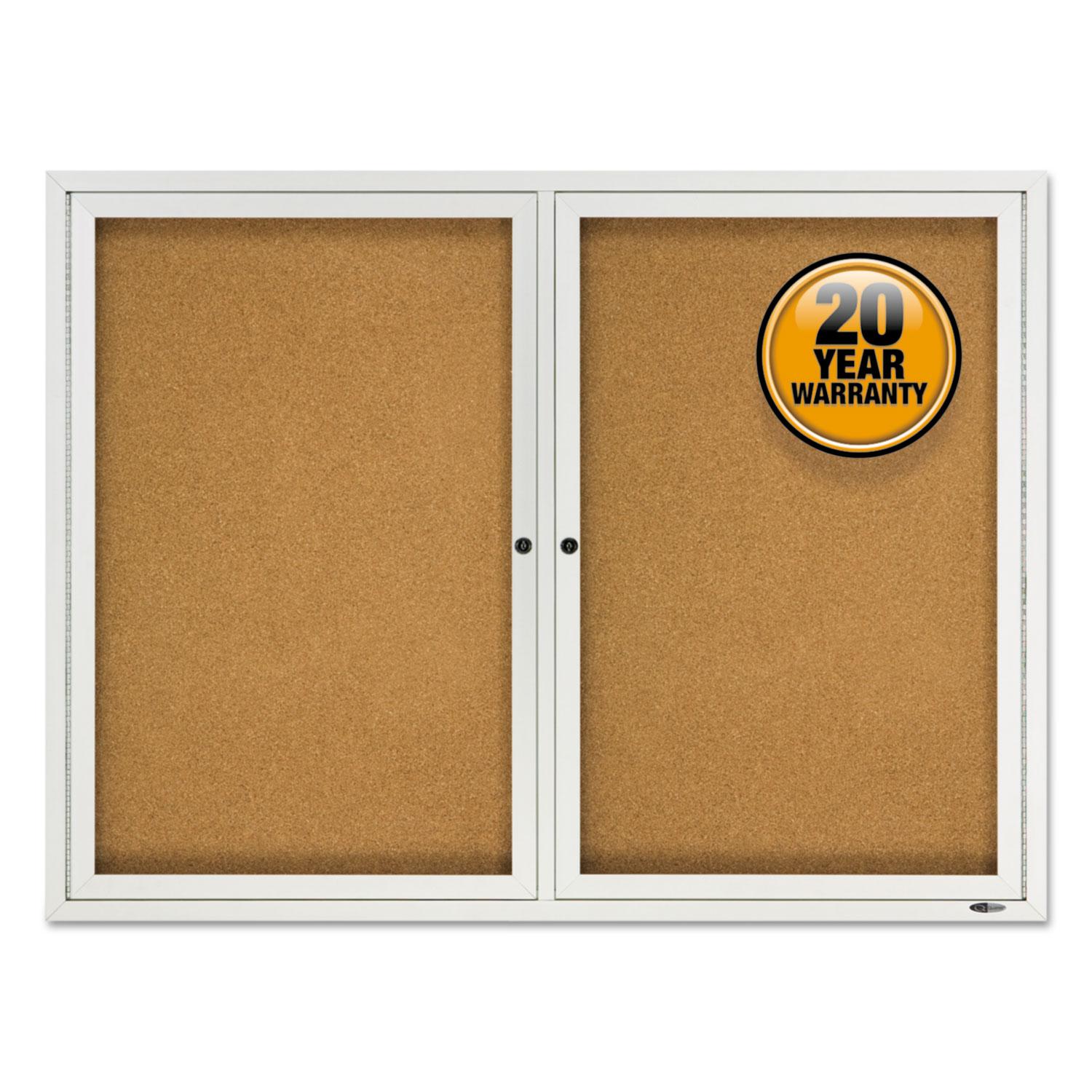Quartet® Enclosed Cork Bulletin Board, Cork/Fiberboard, 48" x 36", Silver Aluminum Frame