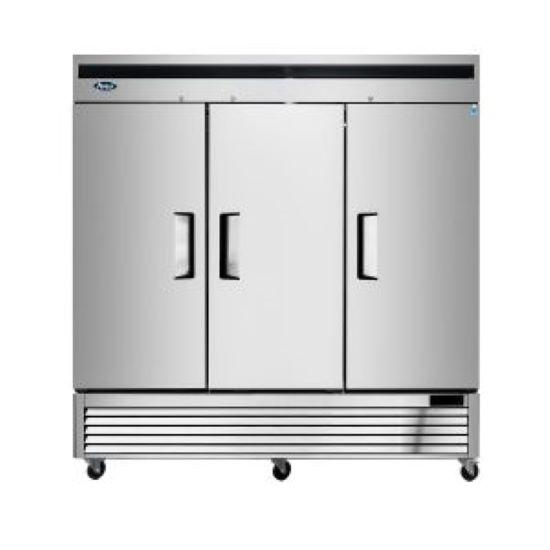 Atosa Reach-in Refrigerator, 3 Door, Bottom Mount, Locking Hinged Solid Doors