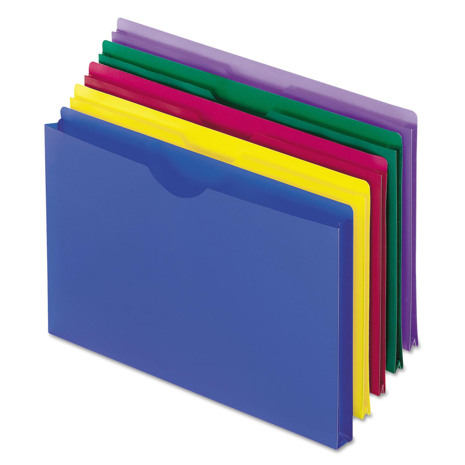 Pendaflex® Expanding File Jackets, Legal, Poly, Blue/Green/Purple/Red/Yellow, 5/Pack
