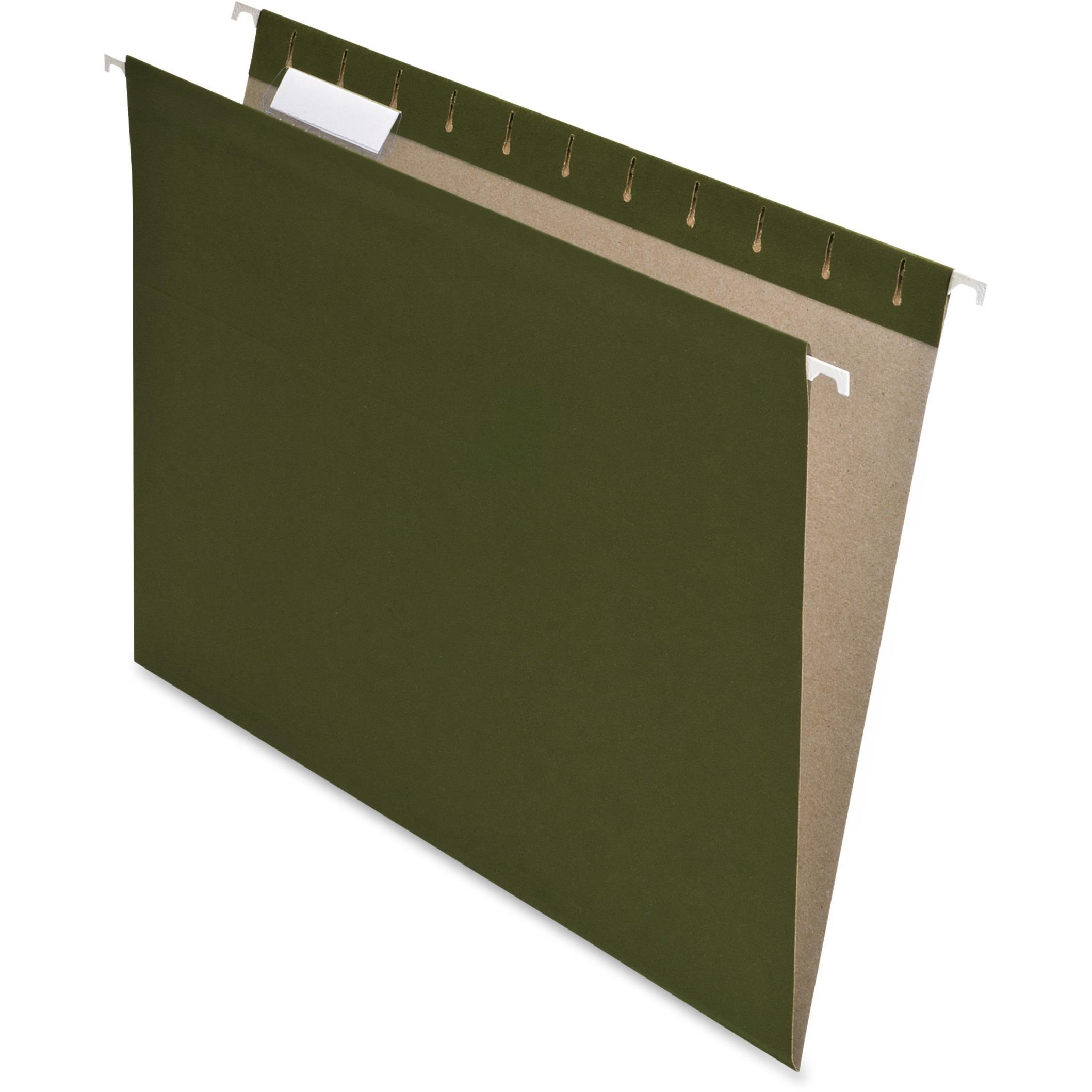Hanging Folder, Recycled, 1/5 Tab Cut, Letter, 25/BX, Green