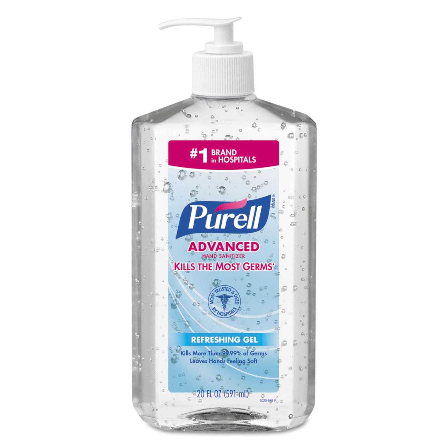 PURELL® Advanced Refreshing Gel Hand Sanitizer, Clean Scent, 20 oz Bottle, 12/Carton