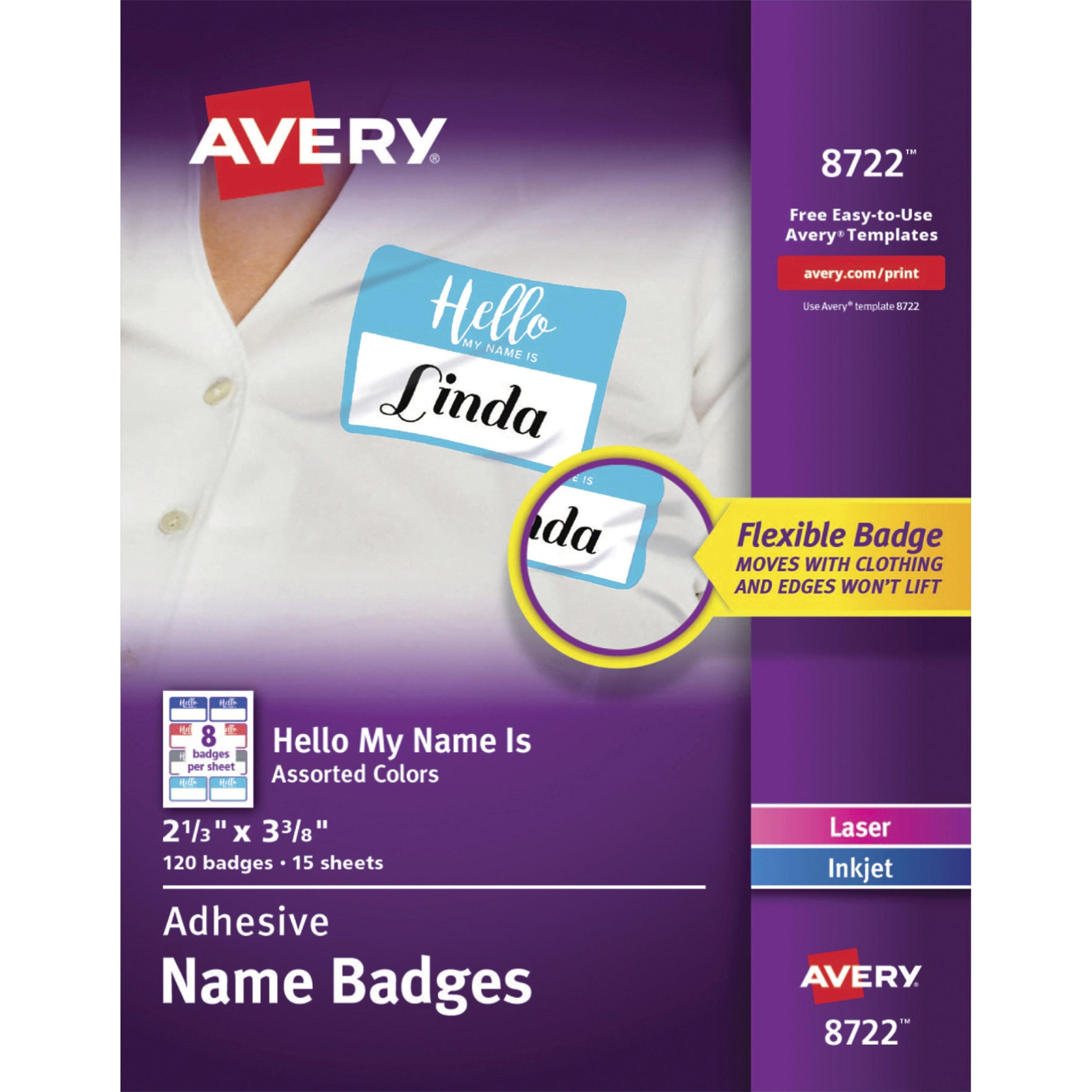 Name Tags, "Hello My Name is', 2-1/3"x3-3/8", 120/PK, AST
