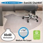 EverLife Chair Mats For Medium Pile Carpet, Contour,  66 x 60, Clear