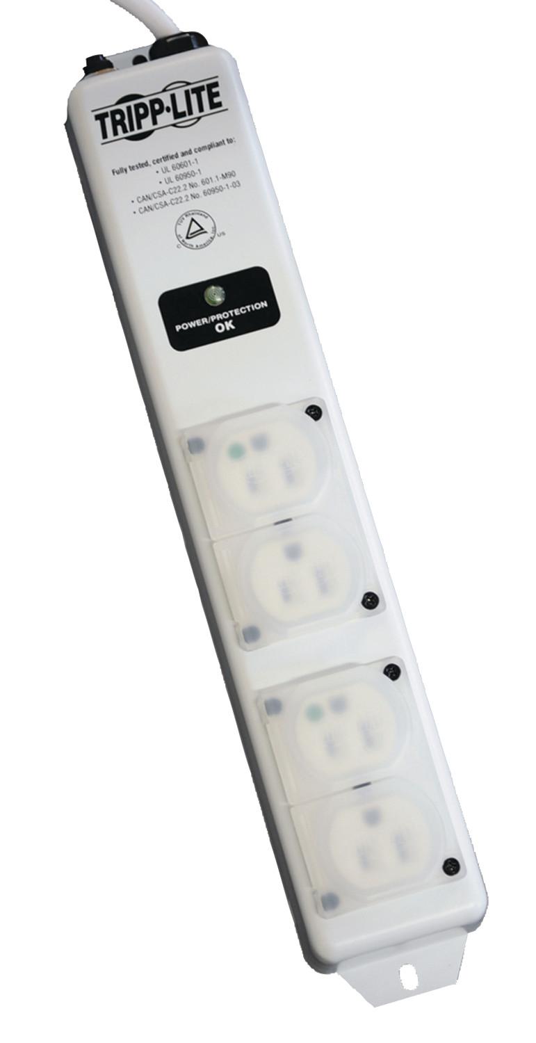 Medical-Grade Power Strip with Four Outlets, Surge Protection UL 60601-1 & UL 60950-1