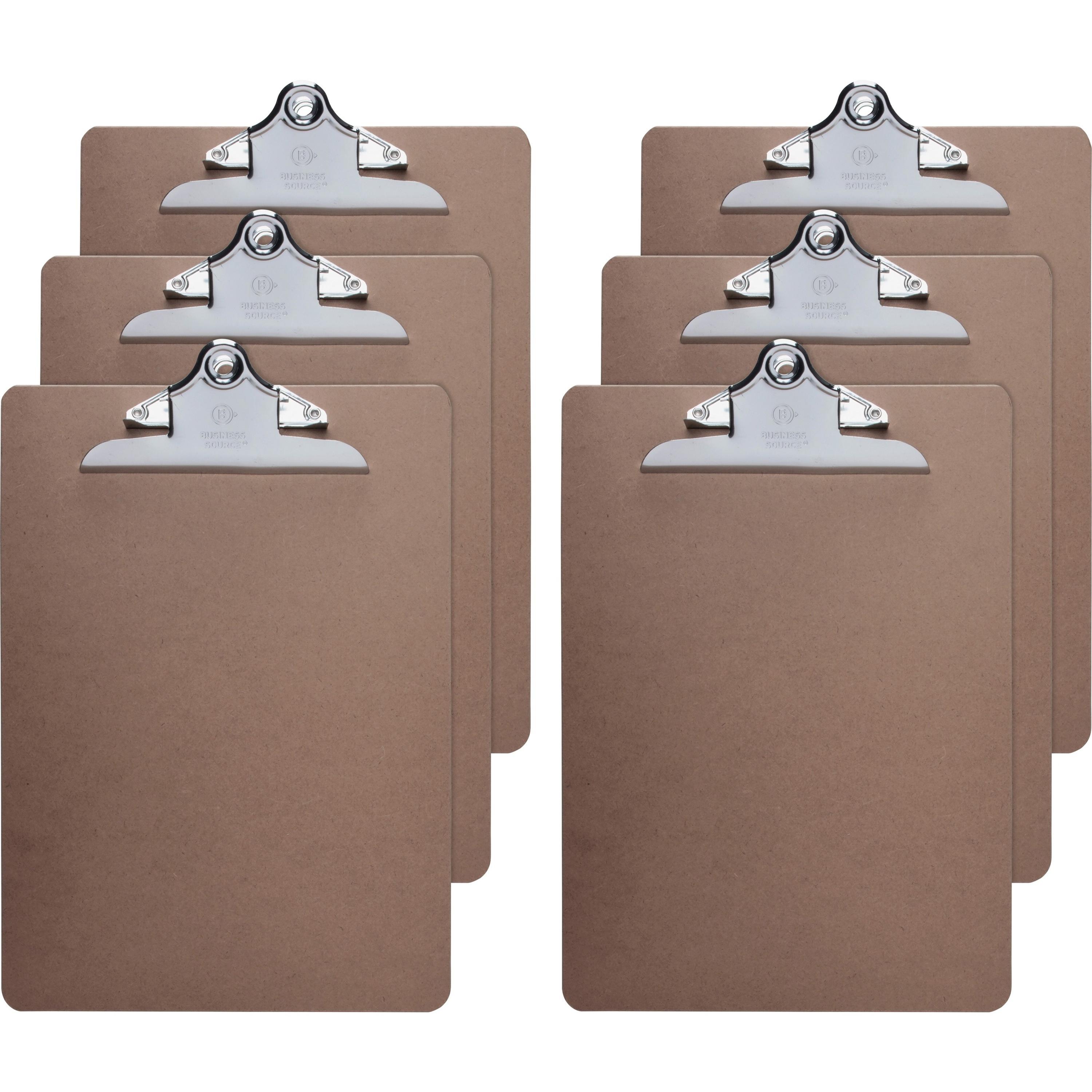Clipboards, Hardboard, Metal Clip, 9"x12-1/2", 6/BD, Brown