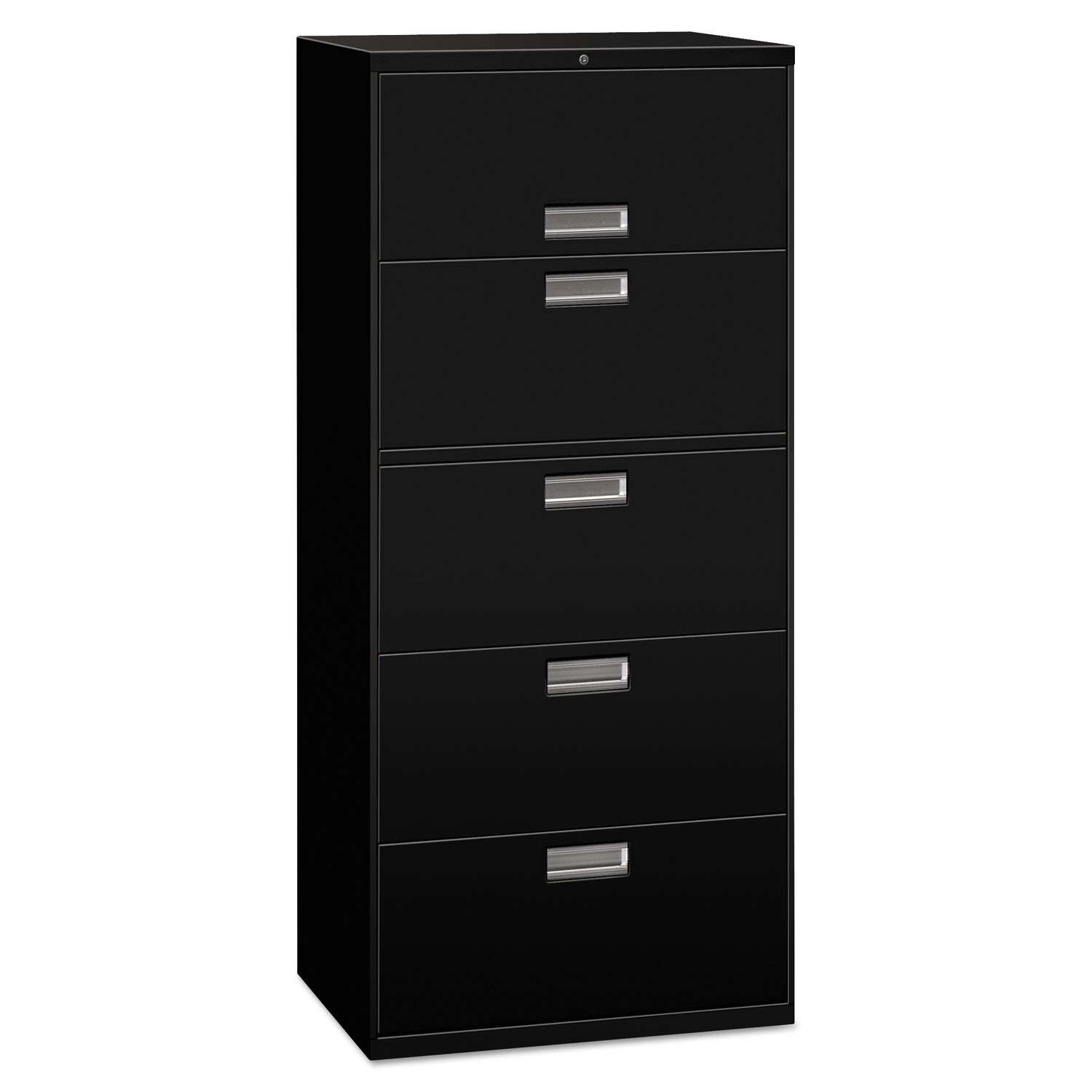 Five-Drawer Lateral File Cabinet, 36w x 19-1/4d x 67h, Black