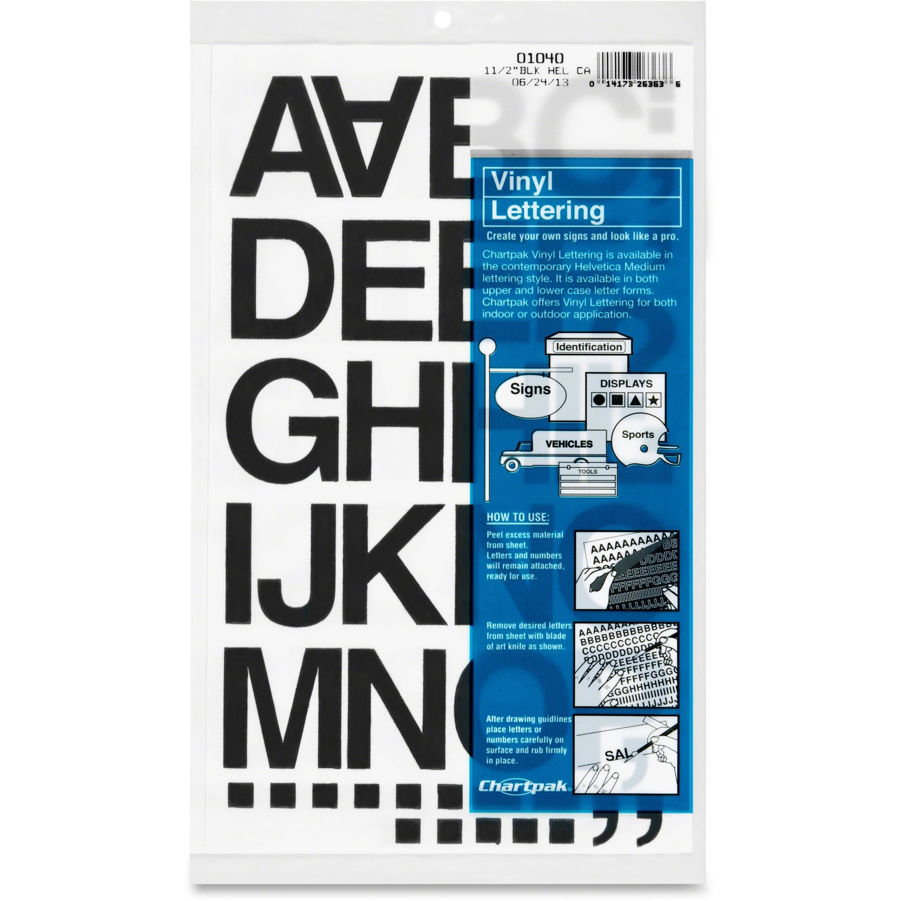 Numbers/Letters, Vinyl, 1-1/2", BK