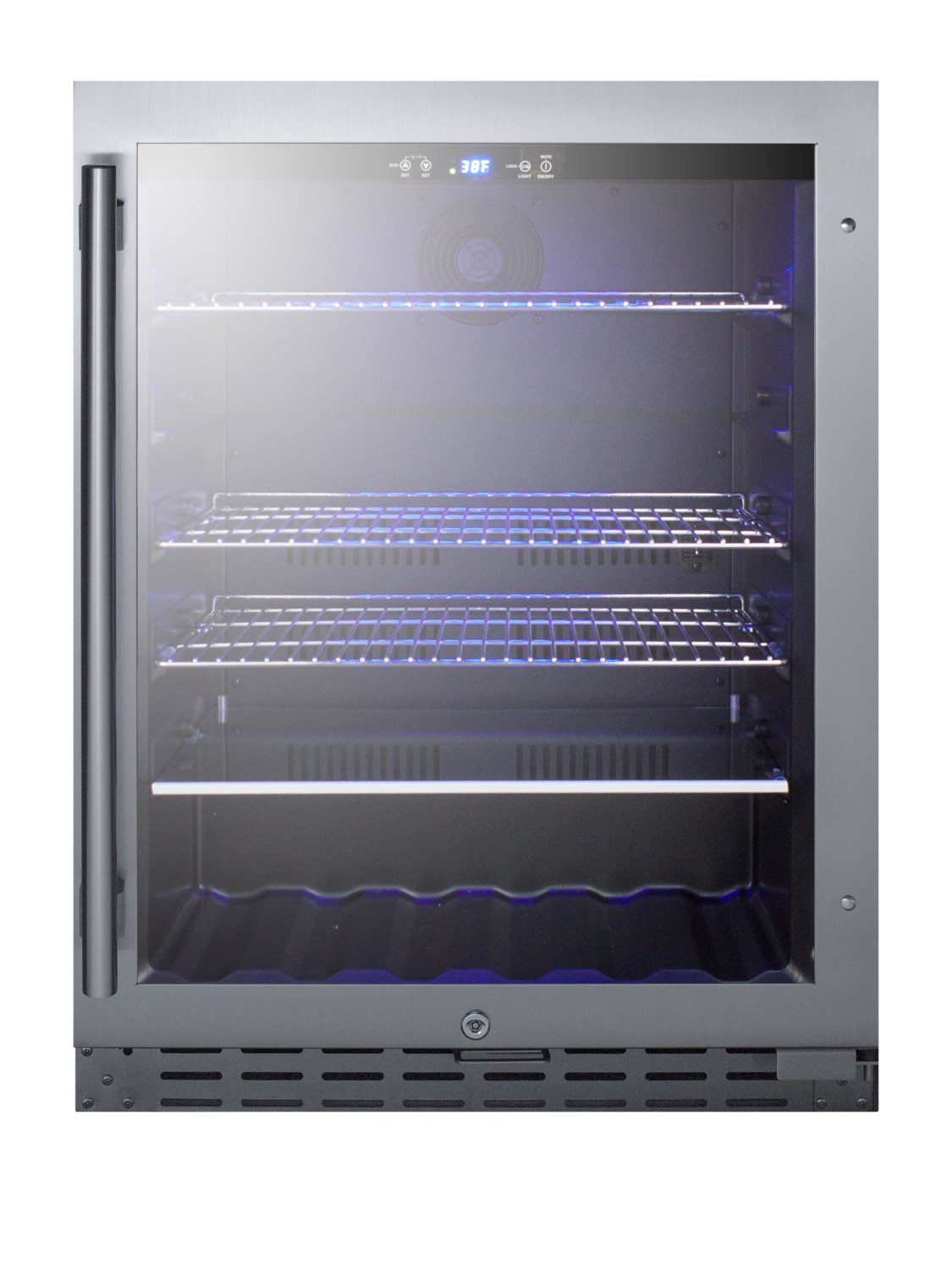 Summit  24"  Commercially Approved Built-In ADA Height Beverage Refrigerator With Stainless Steel Cabinet, Seamless Trimmed Glass Doors