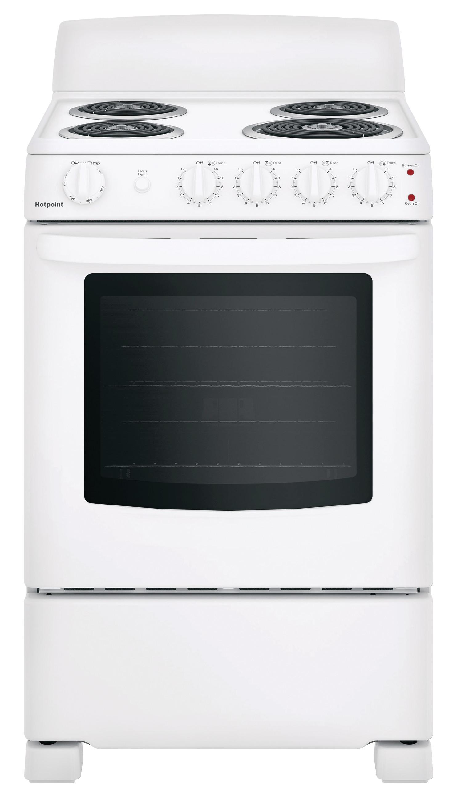 GE® Hotpoint® Coil-Top Range, 24", Electric, Free-Standing, Front Control, White