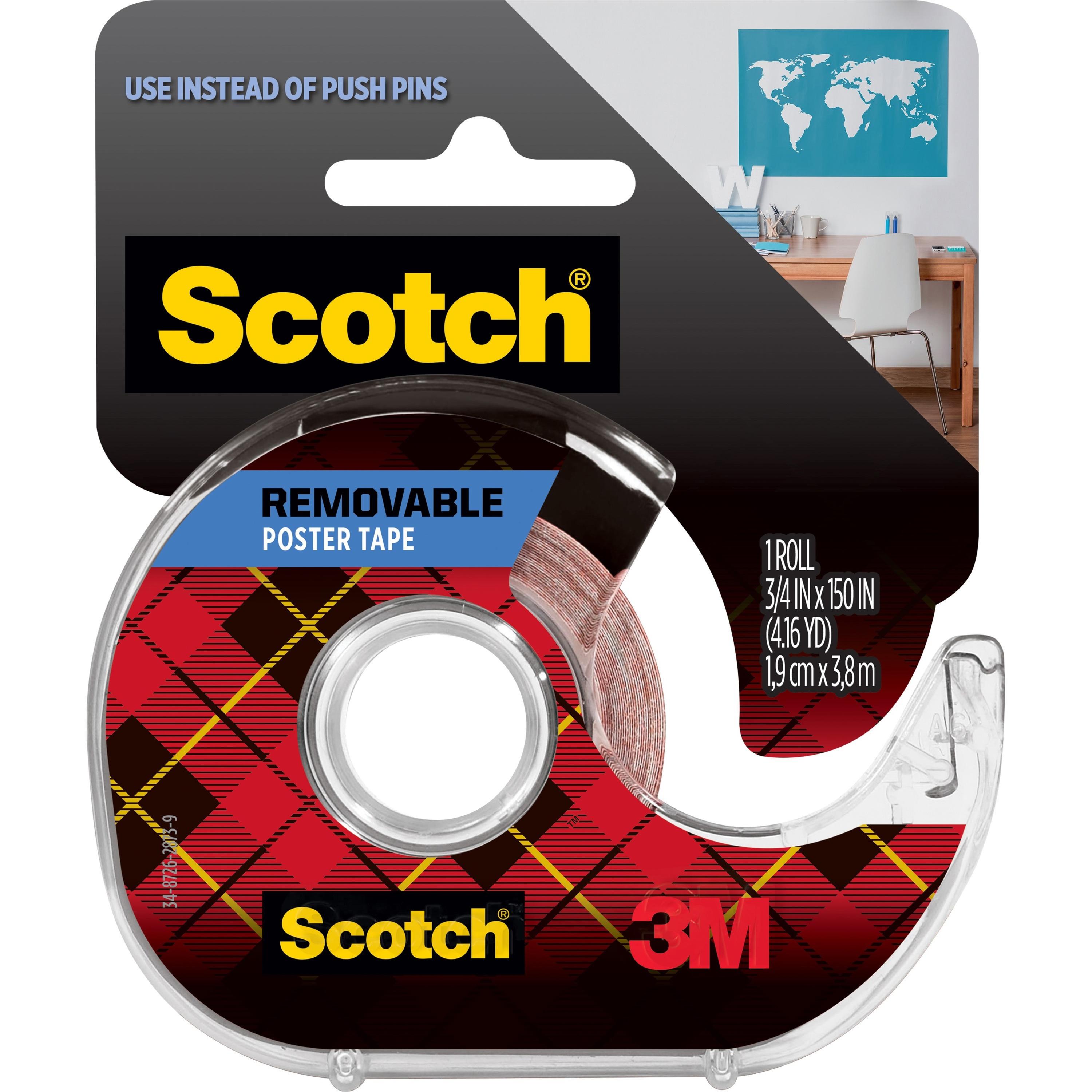 Poster Tape, Removable, w/Dispenser, 3/4"x150", Clear