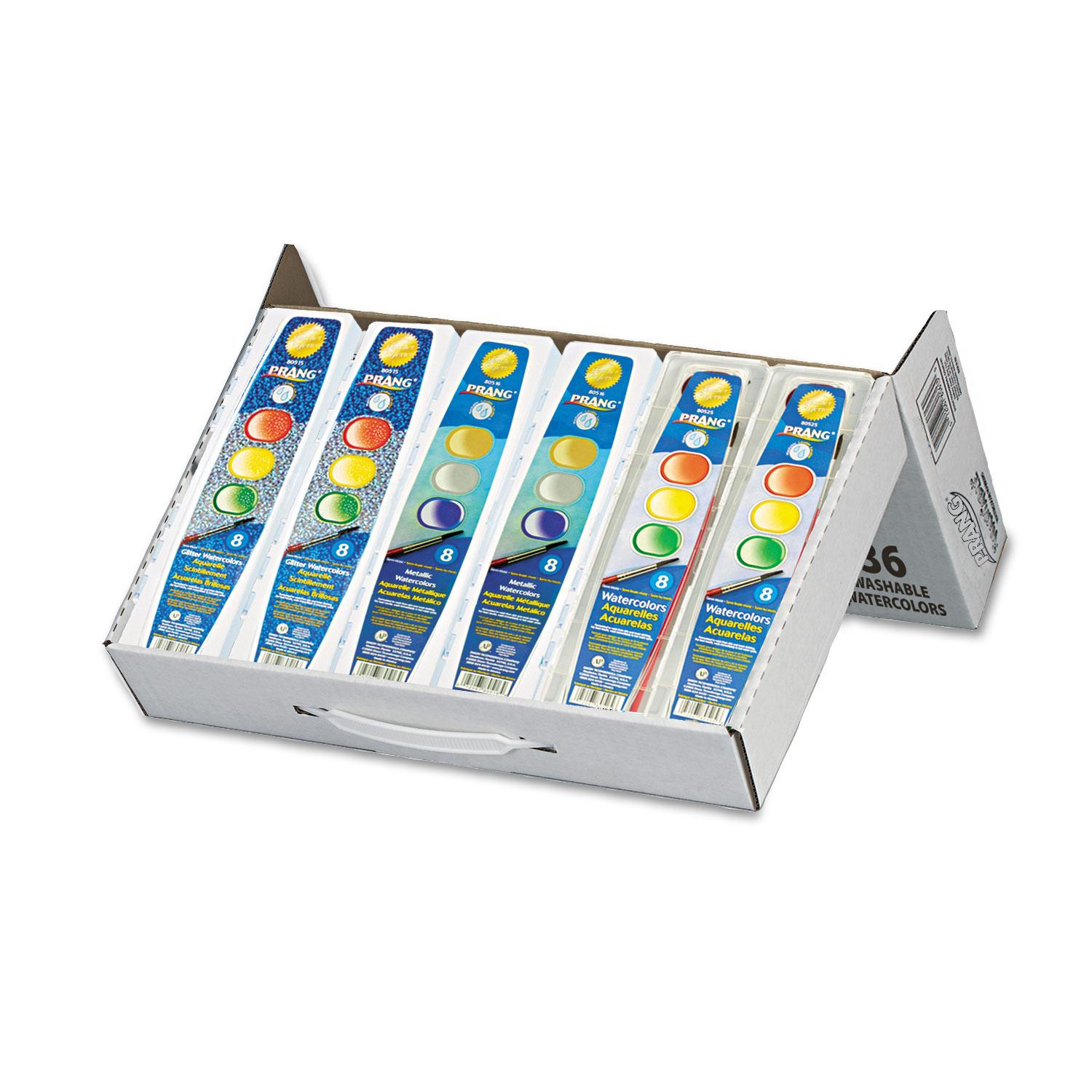 Prang® Semi-Moist Watercolors, 8 Assorted Colors, 36/Set
