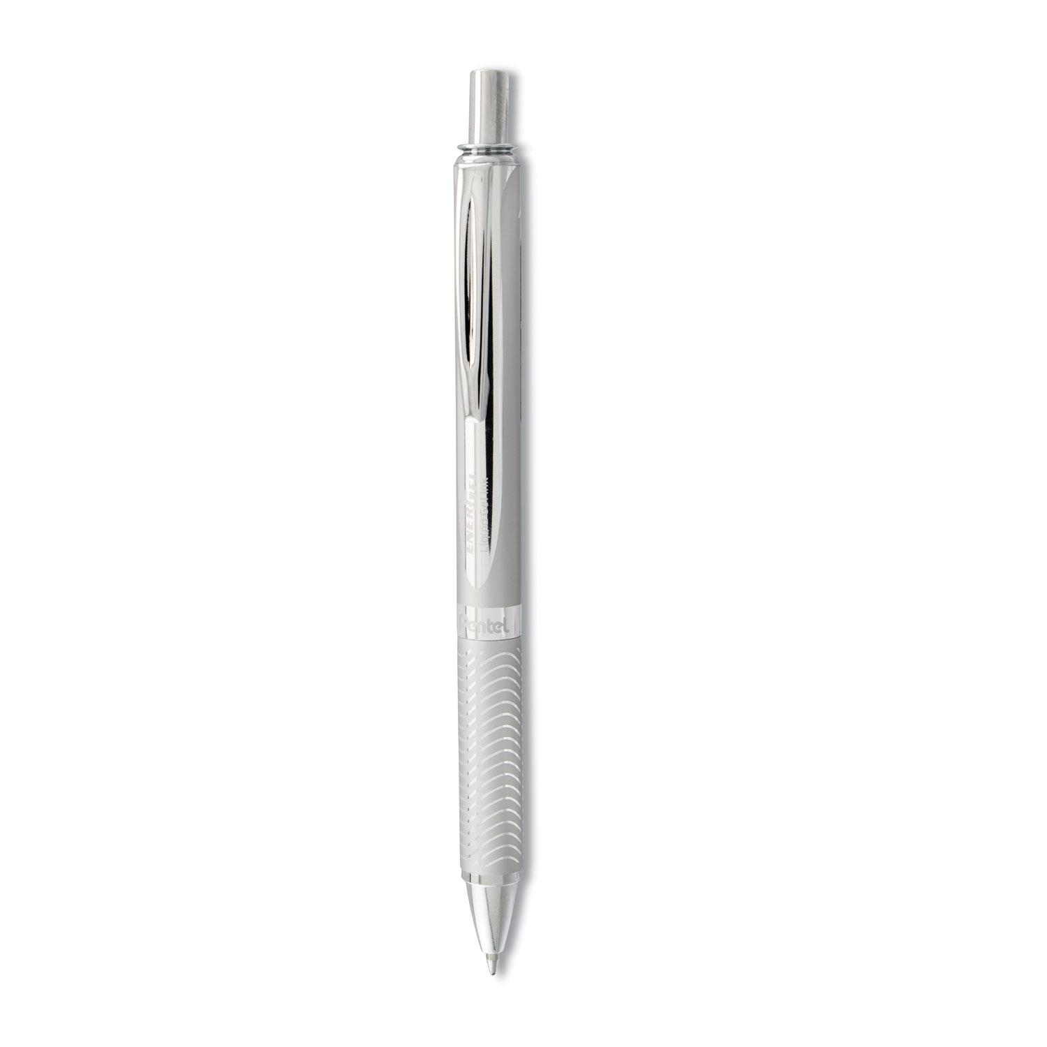 Pentel® EnerGel Alloy RT Retractable Liquid Gel Pen, .7mm, Chrome Barrel, Black Ink