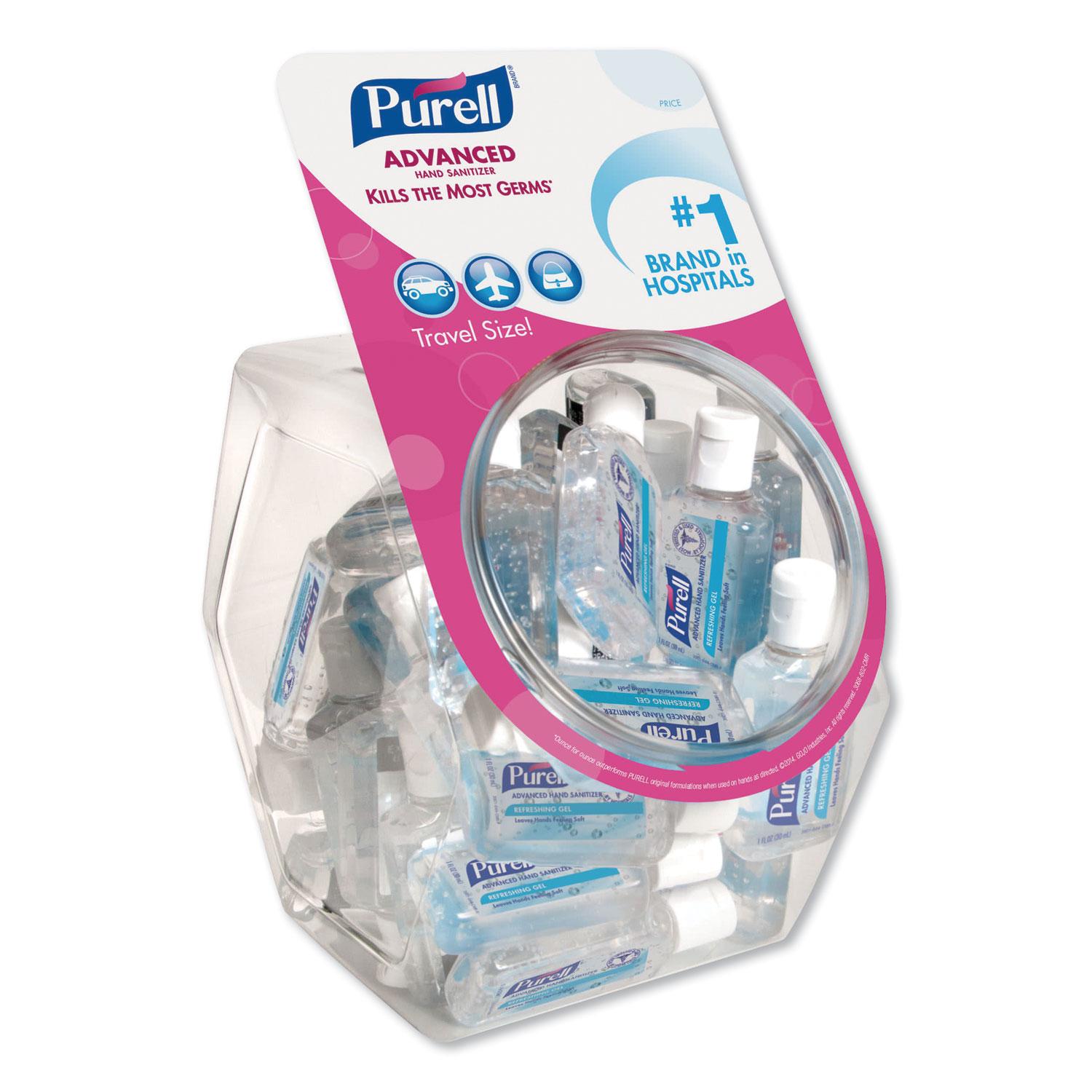 PURELL® Advanced Refreshing Gel Hand Sanitizer, Clean Scent, 1 oz Flip-Cap Bottle with Display Bowl, 36/Bowl