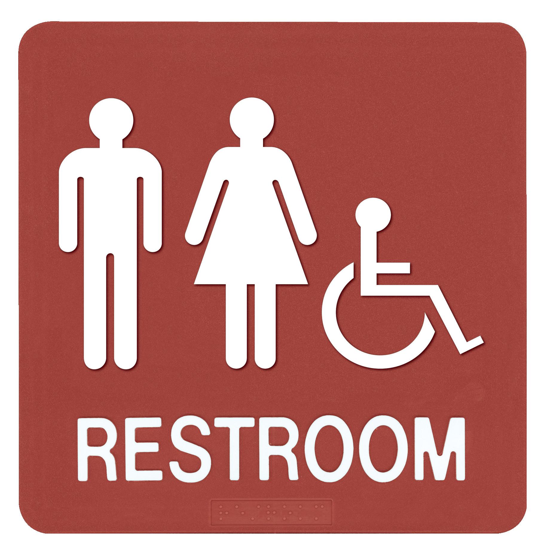 LTC Regulatory Sign with Braille, Restroom Male & Female Chair Symbol ...