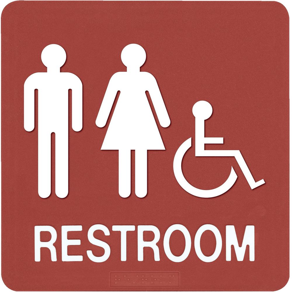 LTC Regulatory Sign with Braille Restroom Male & Female Chair Symbol, 8 ...