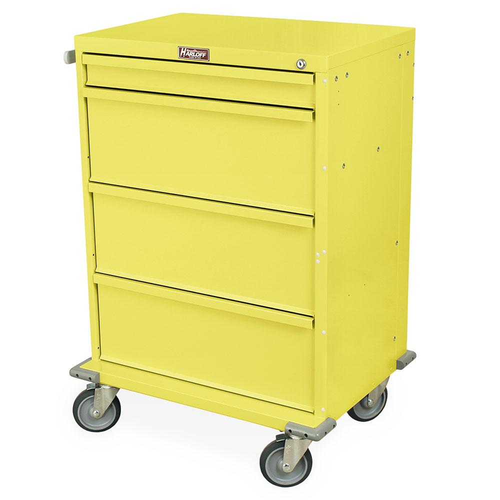 Yellow 4 Drawer V-Series Key Lock Isolation Cart