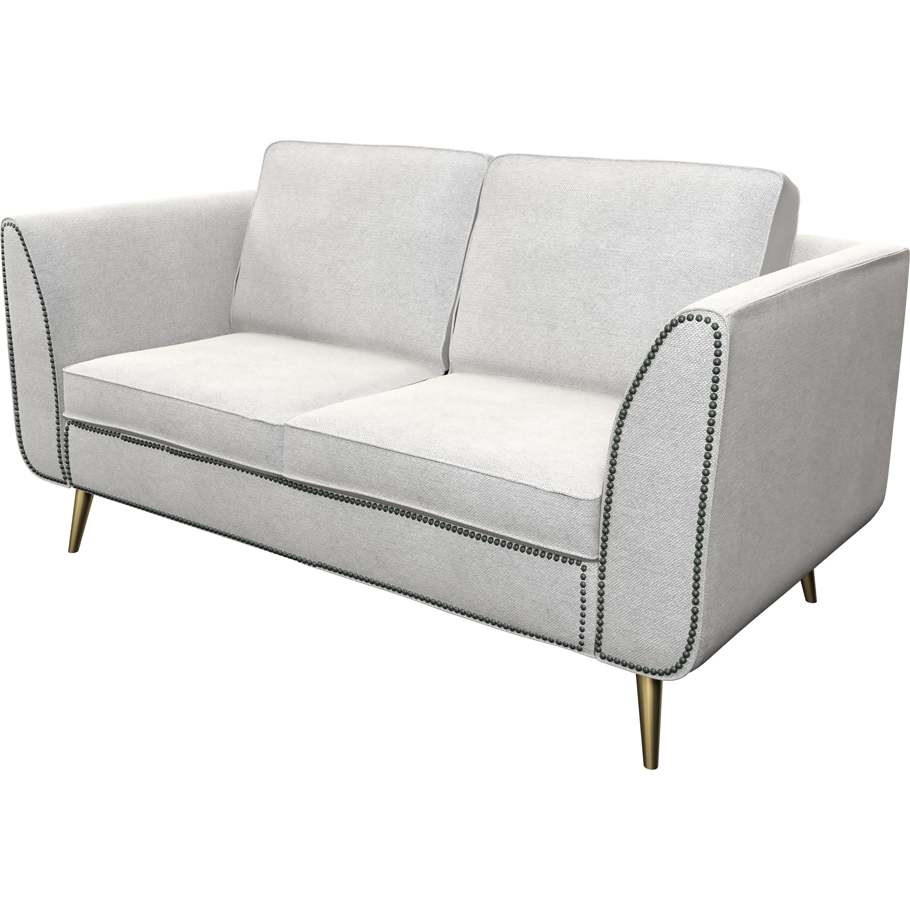 Maxwell Thomas® Kosoma Collection Loveseat, Preferred Seat Deck, Nailhead Trim Grade PP - Nailhead: Pewter Frame Finish: Brushed Silver