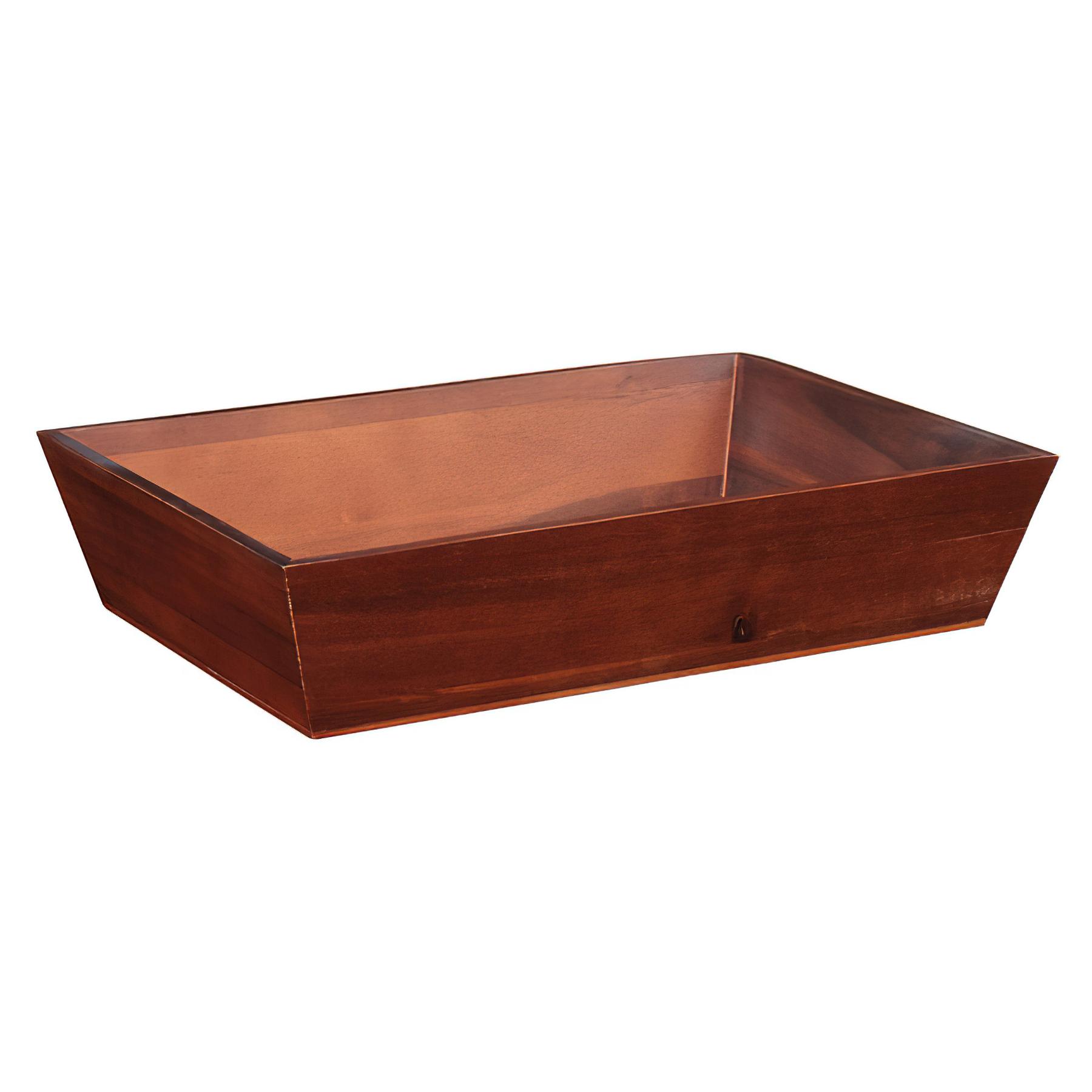 18.25" x 12" Rectangular Wood Tray, 4" tall, W-Walnut