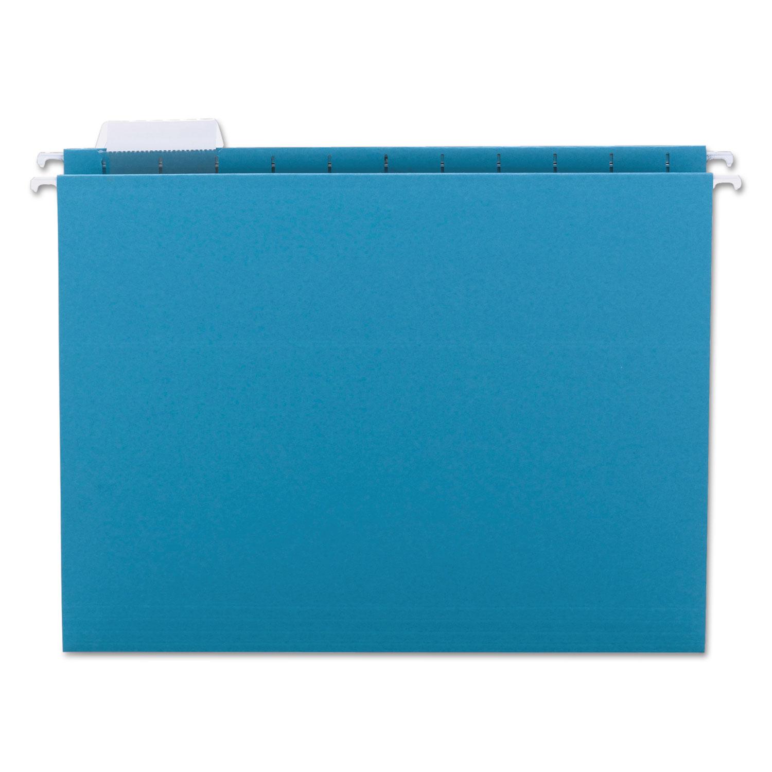 Smead Hanging File Folders, 1/5 Tab, 11 Point Stock, Letter, Teal, 25/Box