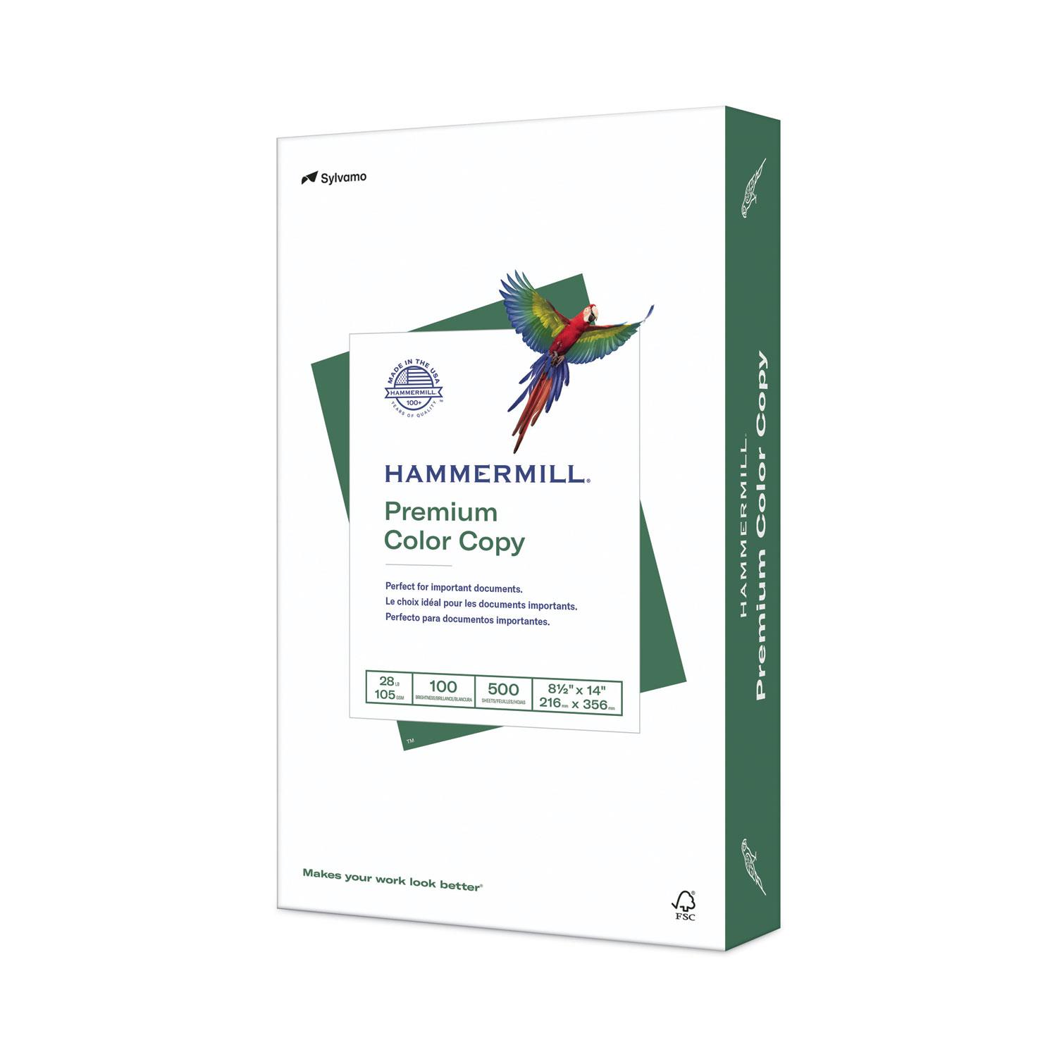 Hammermill® Premium Color Copy Paper, 100 Bright, 28lb, Legal, Photo White, 500 Sheets/Ream